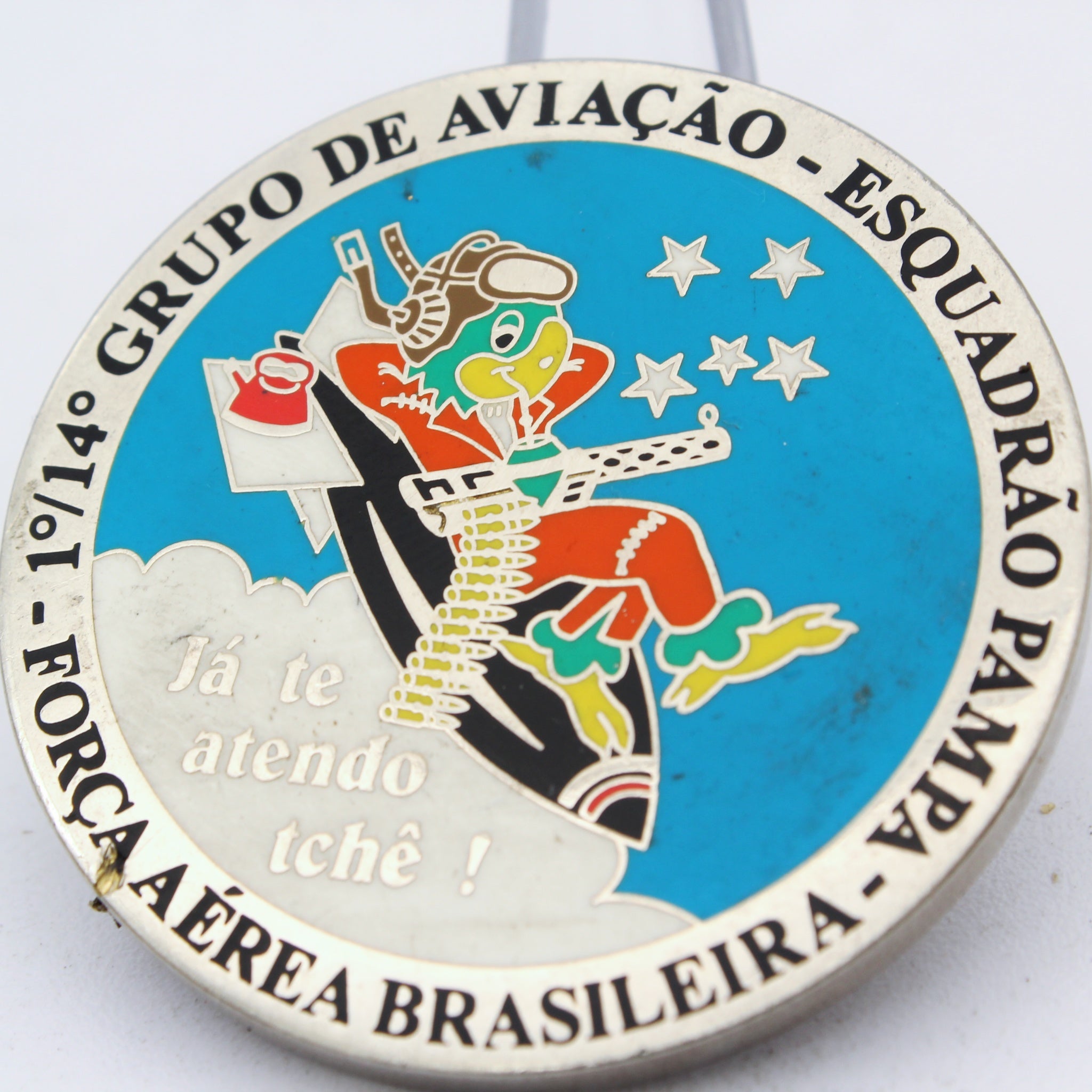 Brazilian Air Force Esquadrão Pampa Challenge Coin – 1º/14º Grupo de Aviação, 1.75” Copper Pre-owned