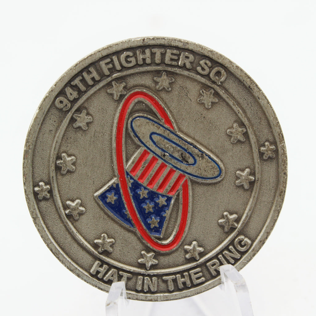 94th Fighter Squadron Hat in the Ring Challenge Coin – USAF Aviation Collectible, 1.5” Copper Pre-owned