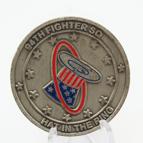 94th Fighter Squadron Hat in the Ring Challenge Coin – USAF Aviation Collectible, 1.5” Copper Pre-owned