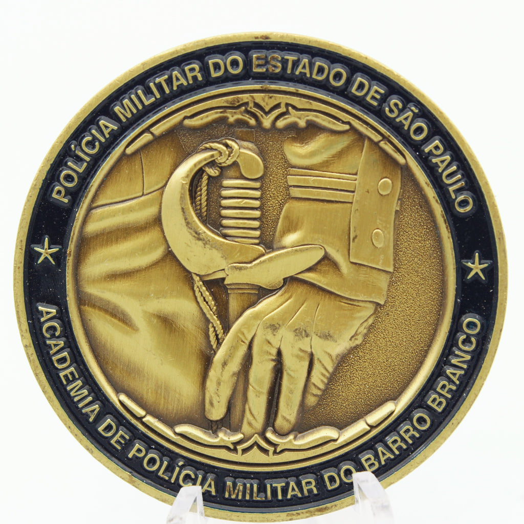 São Paulo Military Police Academy Aspirantes 2018 Challenge Coin – Barro Branco Brazil, 1.75” Copper Pre-owned
