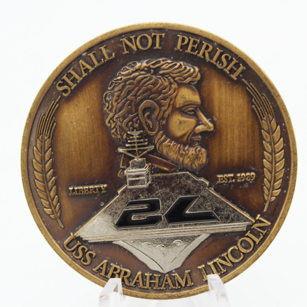USS Abraham Lincoln CVN-72 Oath of Enlistment Challenge Coin – 1.75” Copper Pre-Owned Navy Collectible