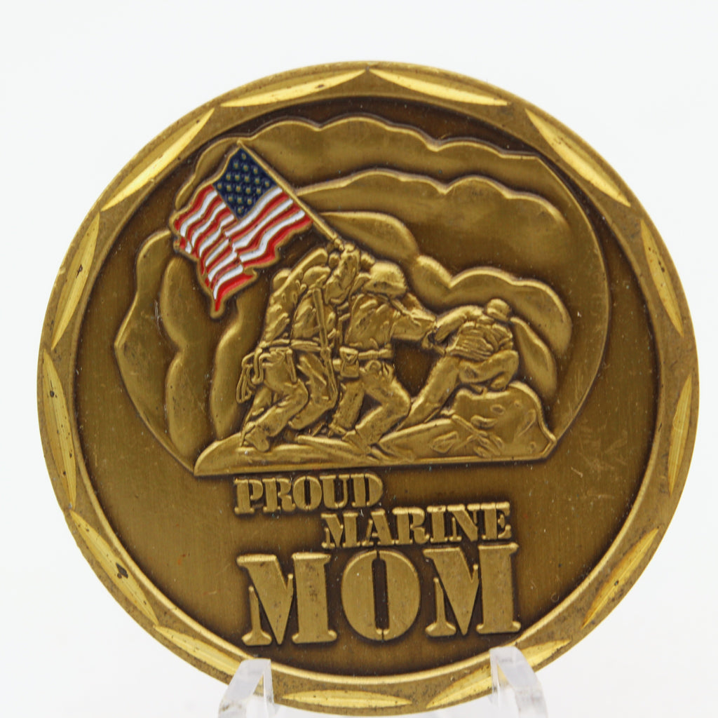 Proud Marine Mom USMC Challenge Coin – Iwo Jima EGA Marine Corps Collectible 1.6” Copper Pre-owned