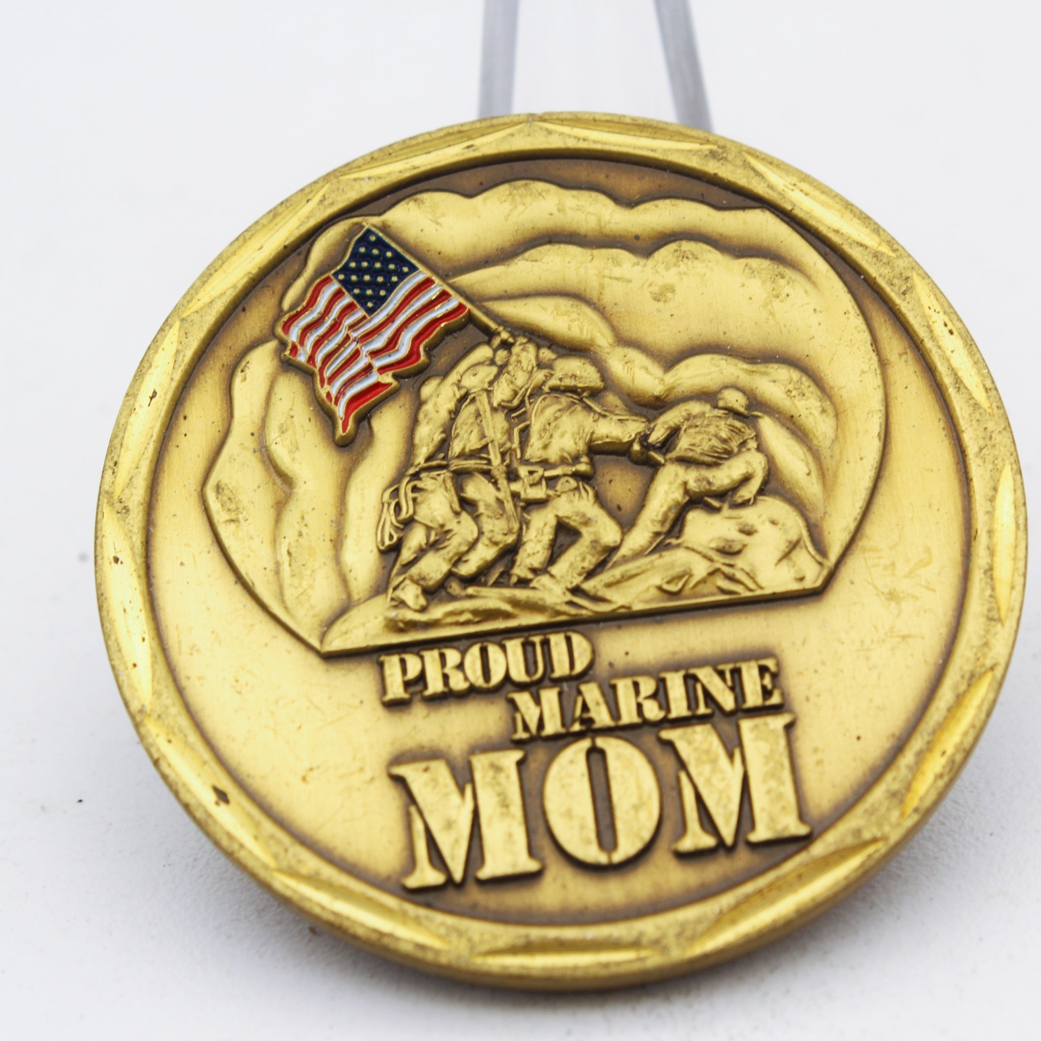 Proud Marine Mom USMC Challenge Coin – Iwo Jima EGA Marine Corps Collectible 1.6” Copper Pre-owned