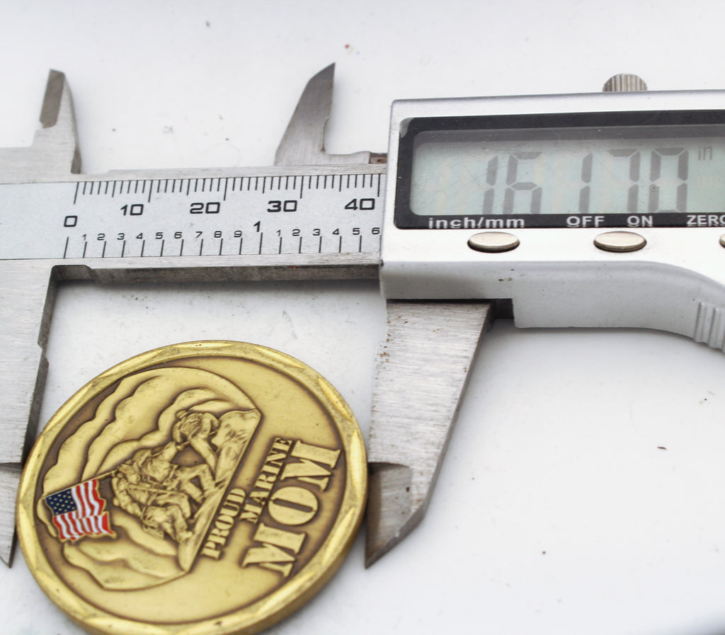 Proud Marine Mom USMC Challenge Coin – Iwo Jima EGA Marine Corps Collectible 1.6” Copper Pre-owned