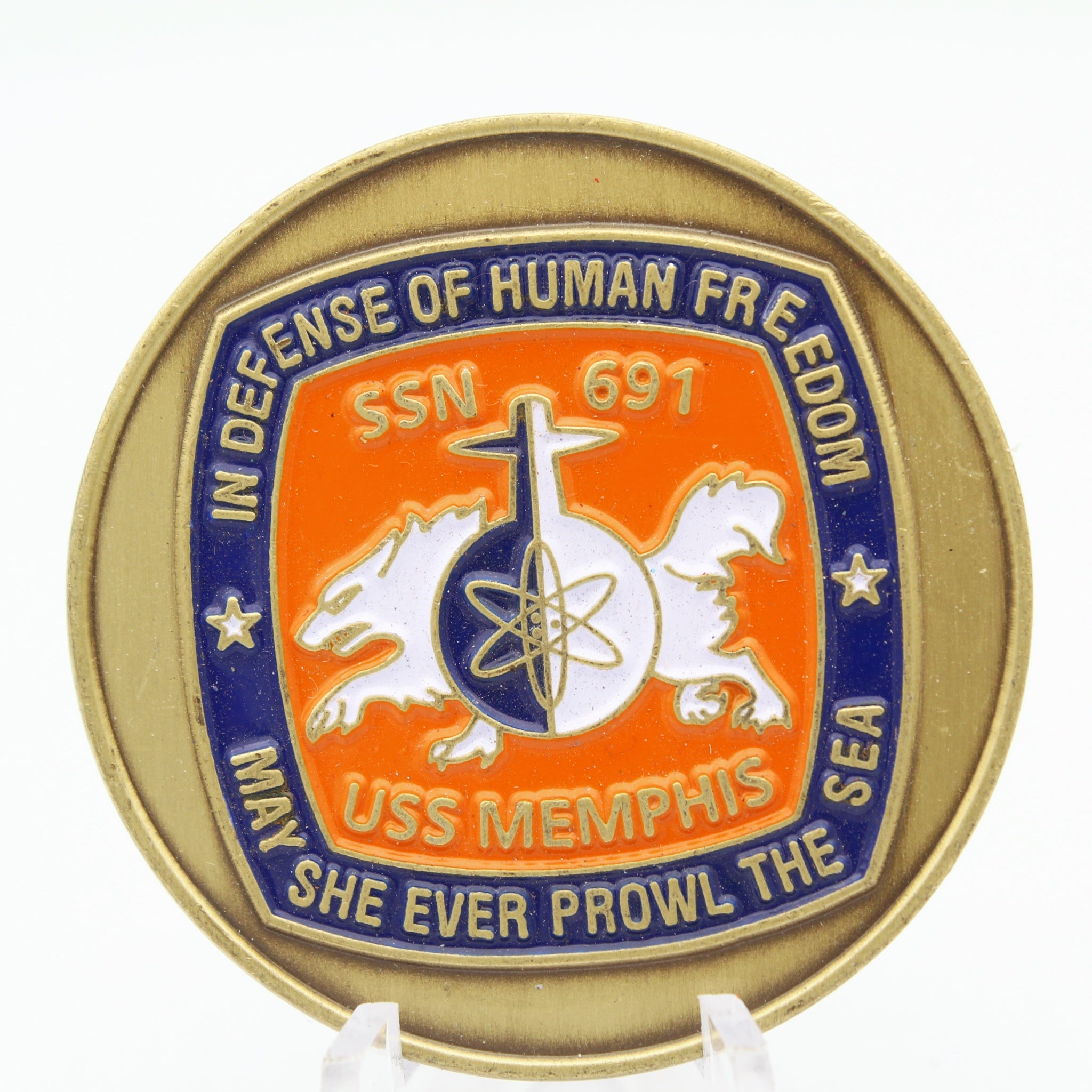 SS Memphis SSN-691 Submarine Challenge Coin 1.75” Copper – Pre-Owned