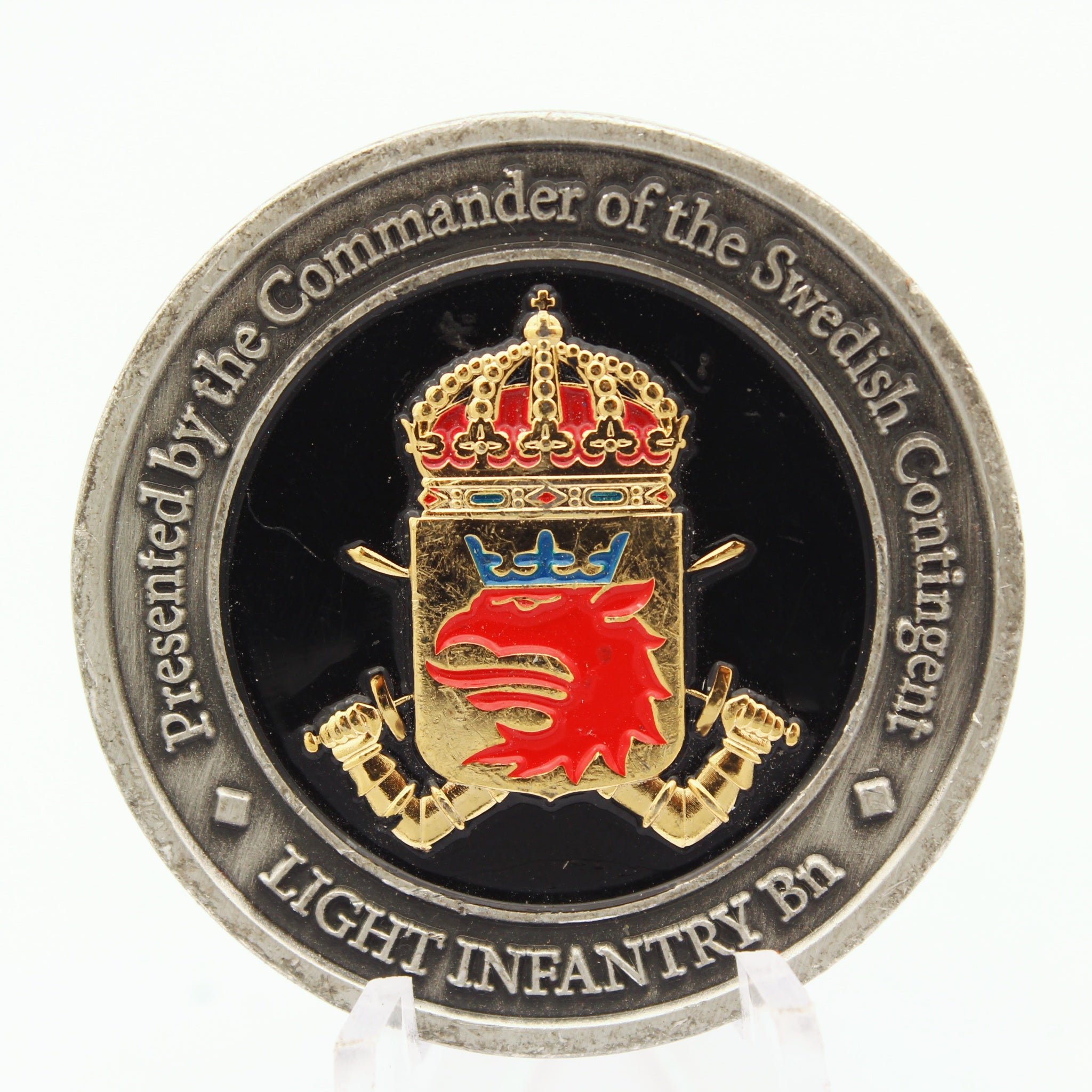 Swedish Armed Forces SWEDCON Light Infantry Bn Challenge Coin 1.5” Copper – Pre-Owned