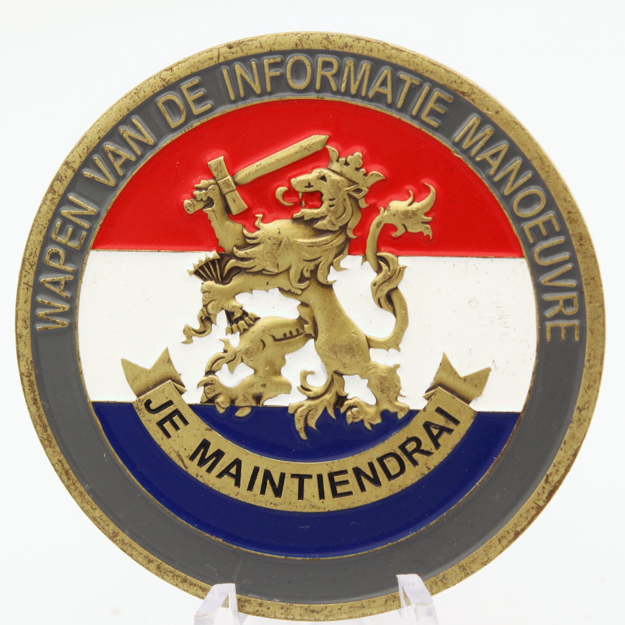 Netherlands Army Information Manoeuvre Corps Challenge Coin 2” Bronze – JE MAINTIENDRAI Pre-Owned