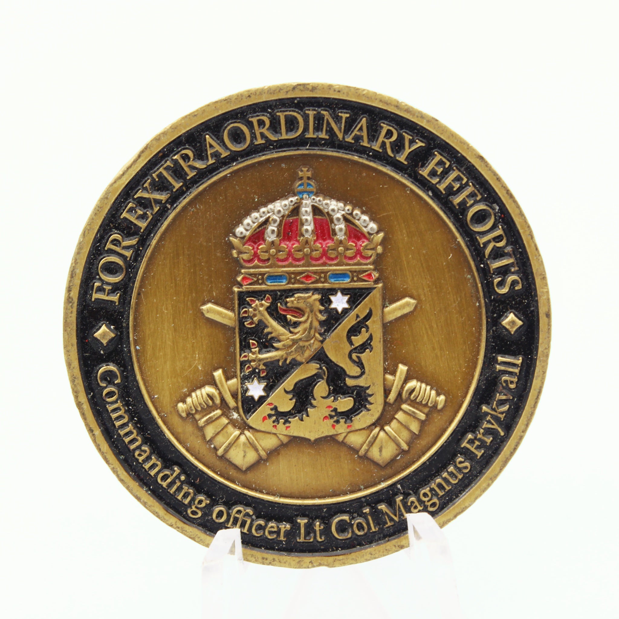 Swedish Armed Forces Extraordinary Officers Command Coin 1.55” Copper Pre-Owned