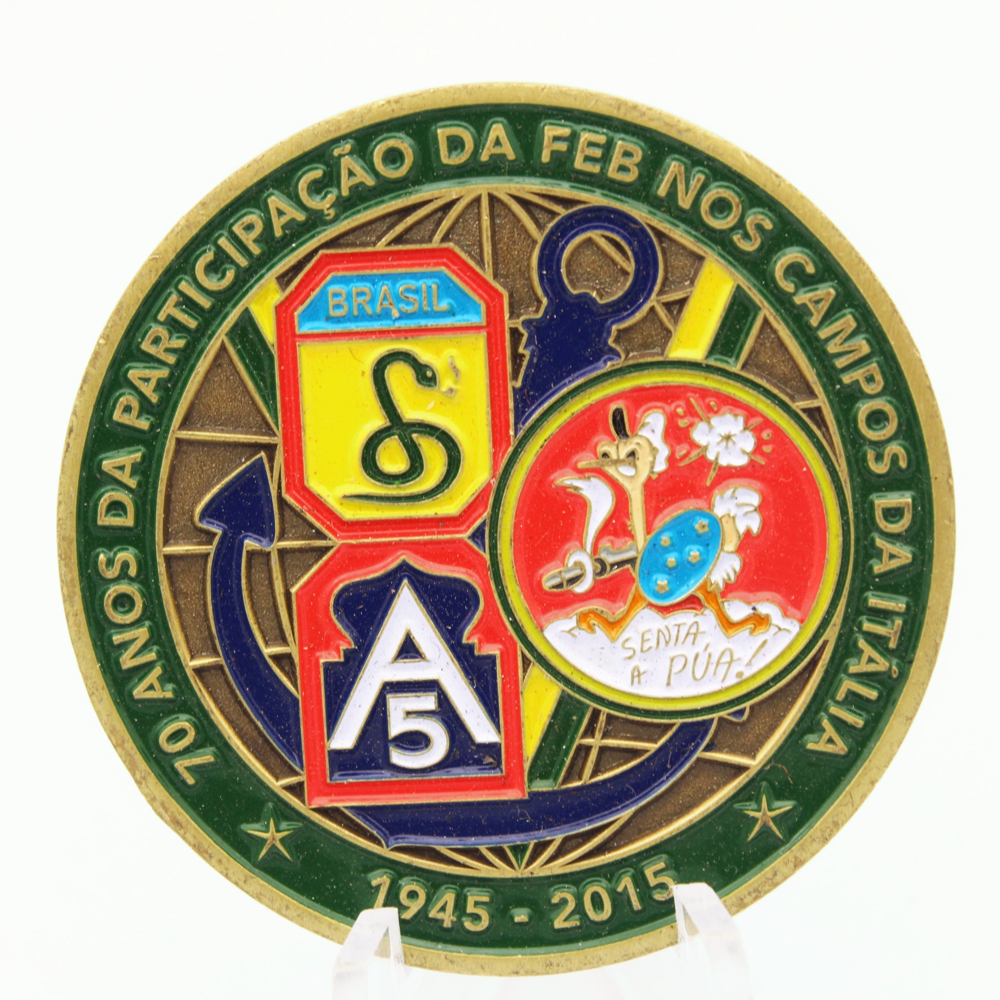 Moeda Desafio FEB 70 Anos – Brasil na Segunda Guerra Mundial Itália 1,75” Cobre