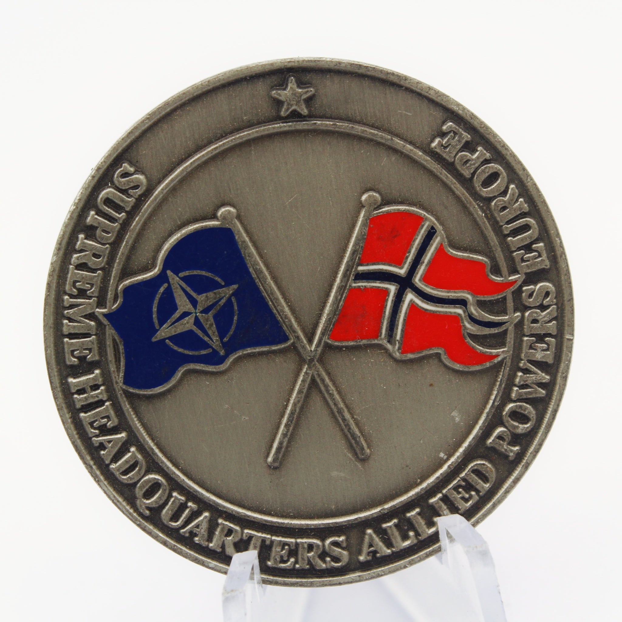 Norwegian National Military Represntative NATO Allied Powers Europe Challenge Coin 1.55” Copper Pre-Owned