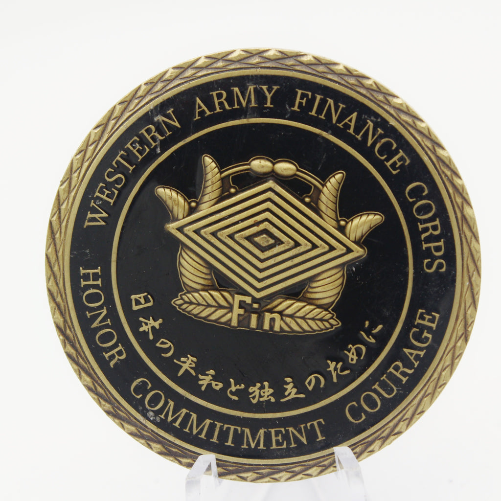 Western Army Finance Corps Japan JGSDF “Fin” Military Challenge Coin 2” Copper Pre-Owned