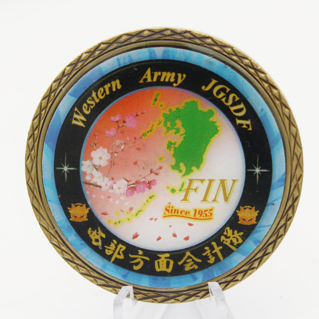 Western Army Finance Corps Japan JGSDF “Fin” Military Challenge Coin 2” Copper Pre-Owned