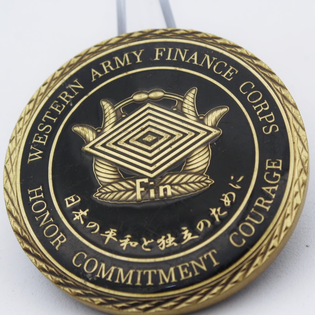 Western Army Finance Corps Japan JGSDF “Fin” Military Challenge Coin 2” Copper Pre-Owned