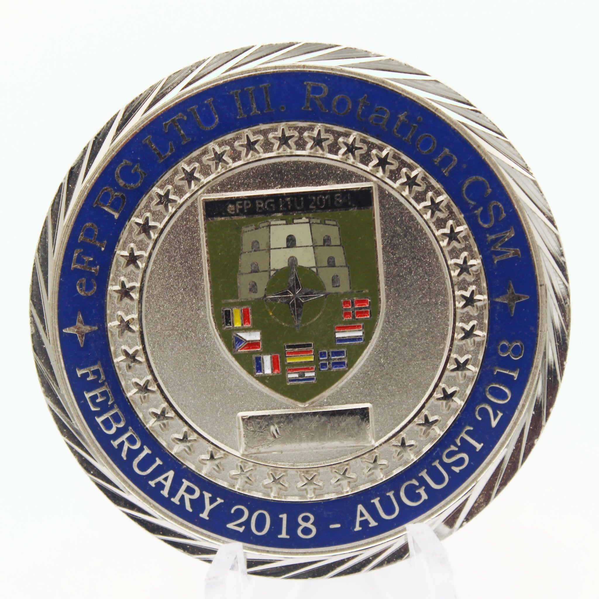 NATO eFP BG LTU III Rotation CSM 2018 “We Are NATO” Copper Challenge Coin 1.75" (Pre-Owned)