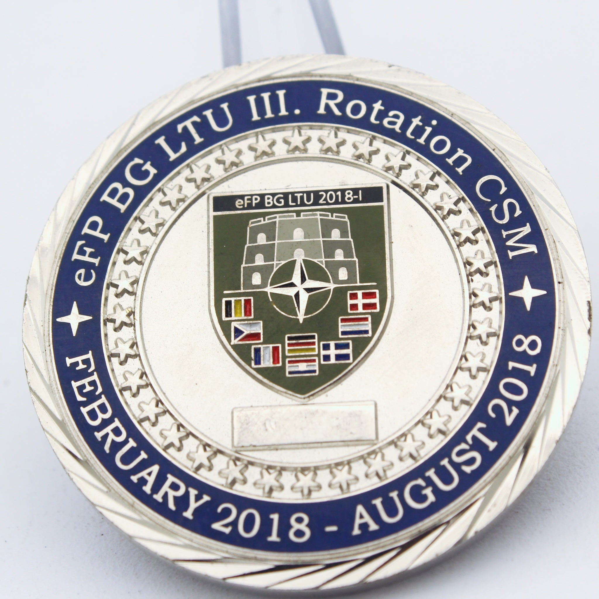 NATO eFP BG LTU III Rotation CSM 2018 “We Are NATO” Copper Challenge Coin 1.75" (Pre-Owned)