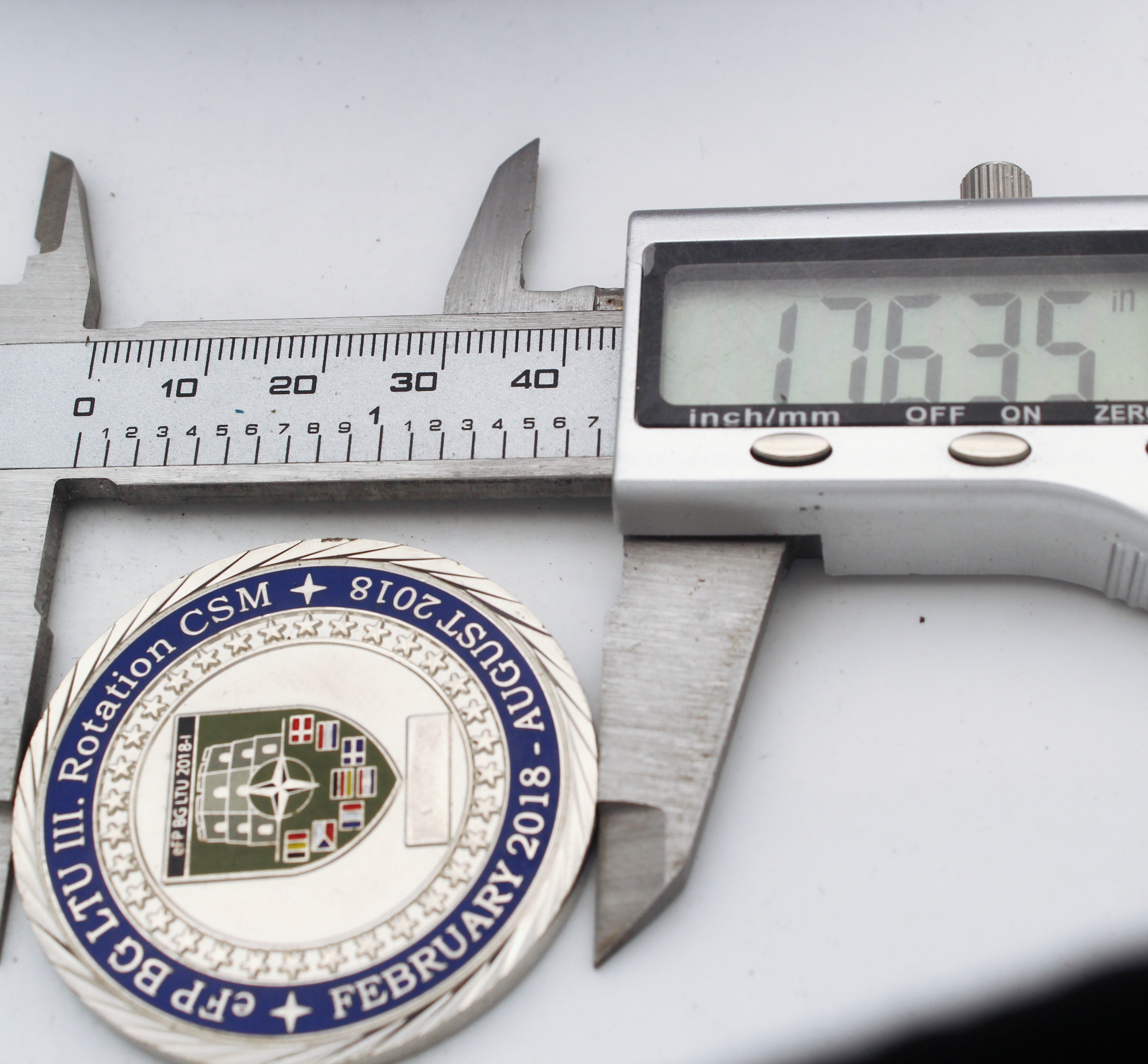 NATO eFP BG LTU III Rotation CSM 2018 “We Are NATO” Copper Challenge Coin 1.75" (Pre-Owned)