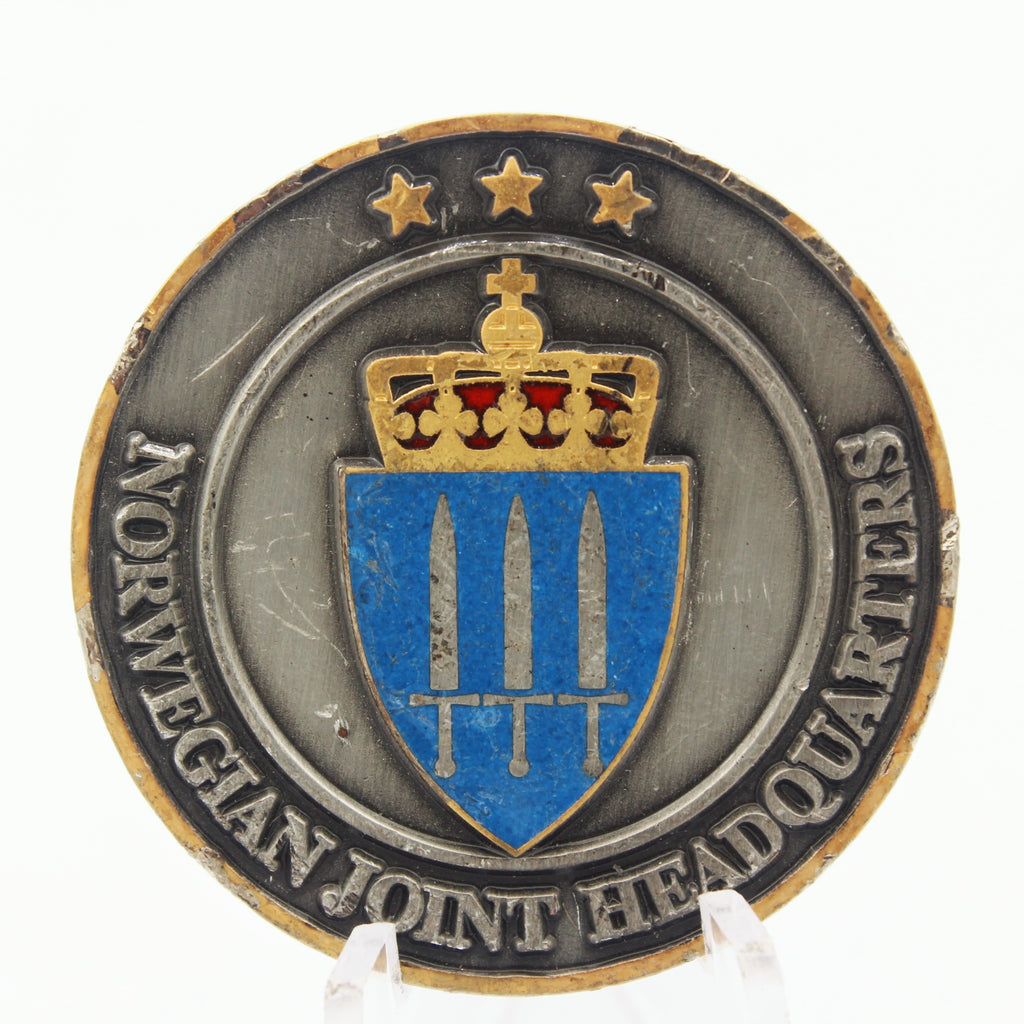 Norwegian Joint Headquarters Commander For Excellence Challenge Coin 1.5" Copper Used Collectible