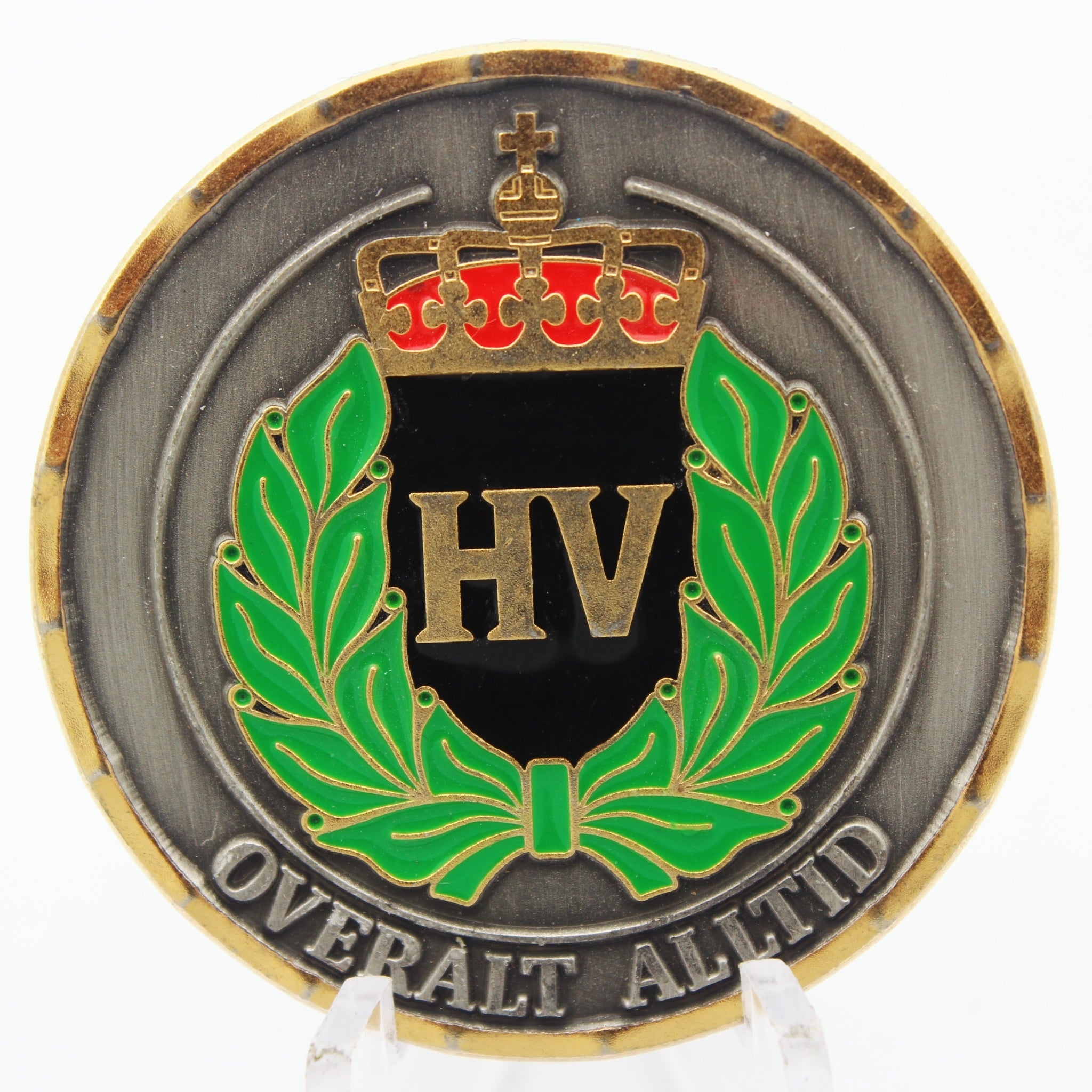 Norwegian Home Guard HV District 16 Overalt Alltid Challenge Coin 1.5" Copper Used Collectible