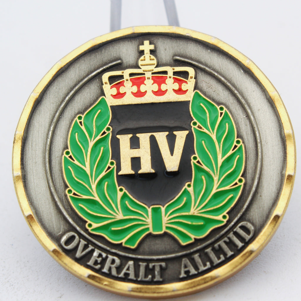 Norwegian Home Guard HV District 16 Overalt Alltid Challenge Coin 1.5" Copper Used Collectible
