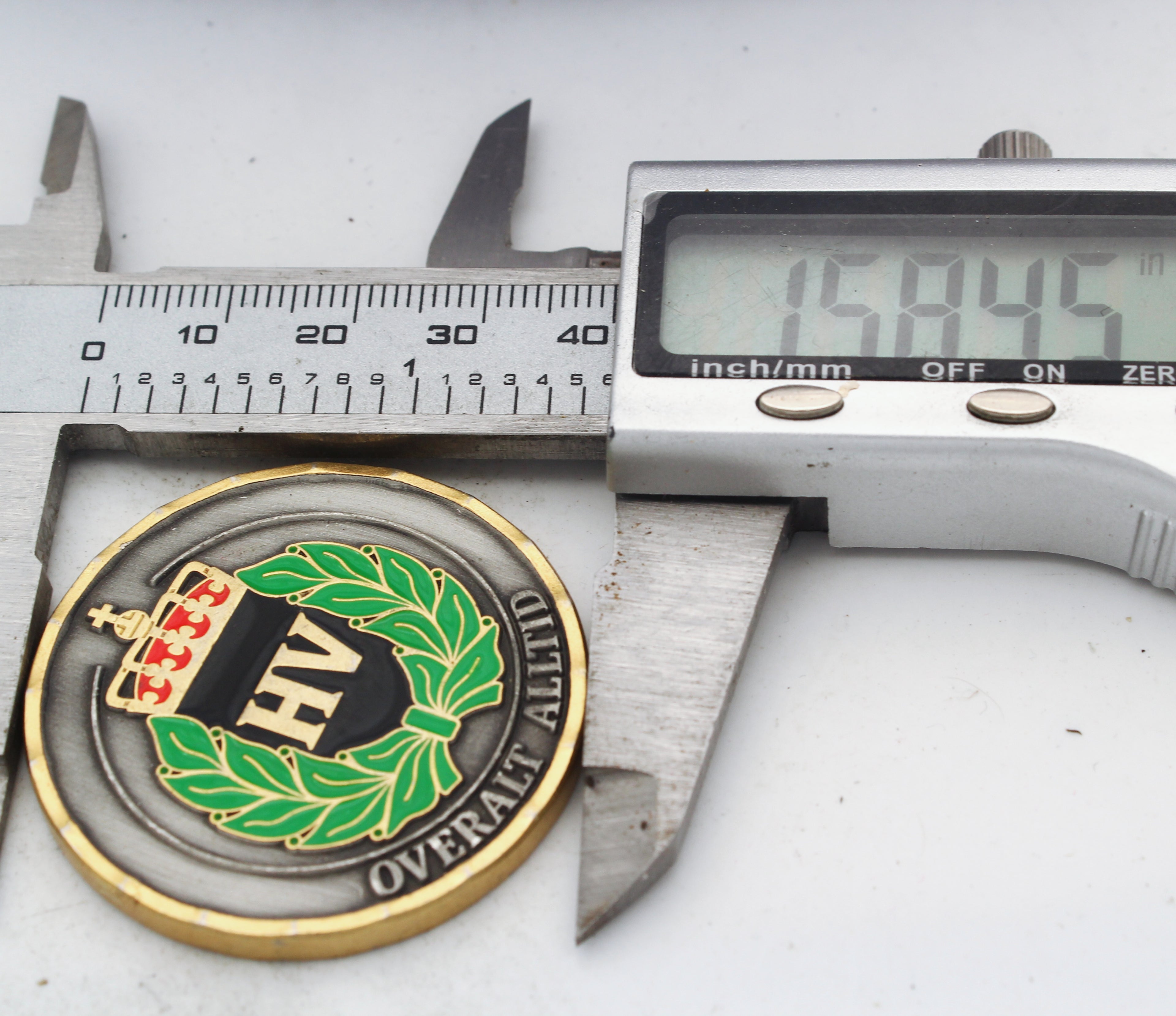 Norwegian Home Guard HV District 16 Overalt Alltid Challenge Coin 1.5" Copper Used Collectible