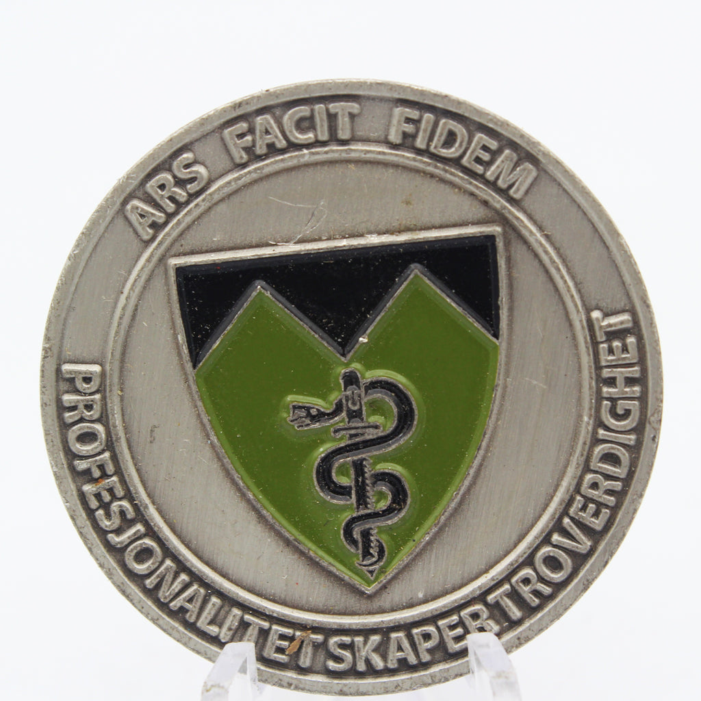 Norwegian Army Medical Battalion Challenge Coin 1.5" Copper Used Collectible