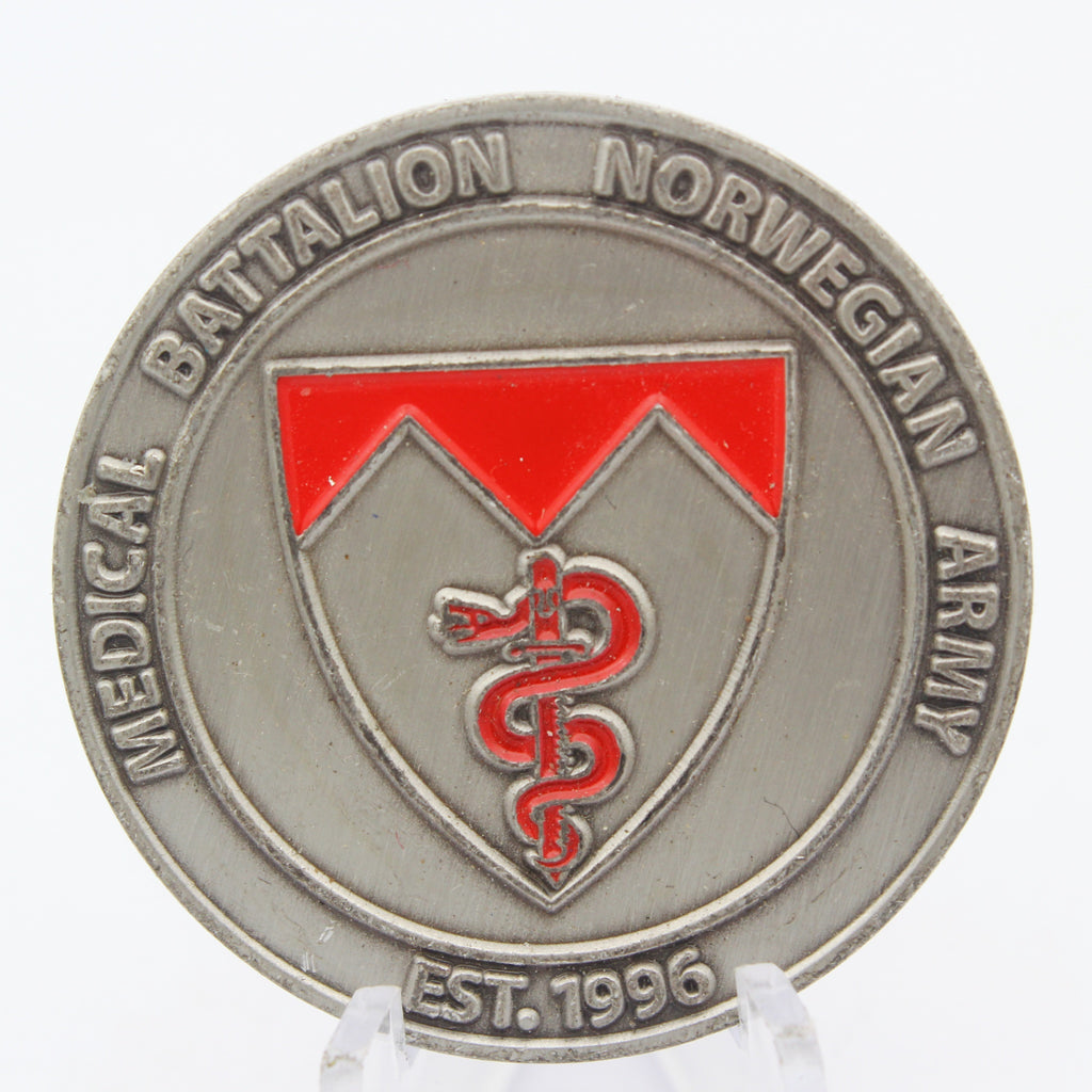 Norwegian Army Medical Battalion Challenge Coin 1.5" Copper Used Collectible