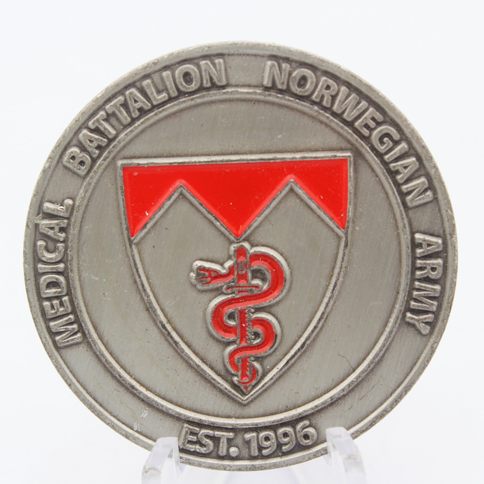 Norwegian Army Medical Battalion Challenge Coin 1.5" Copper Used Collectible