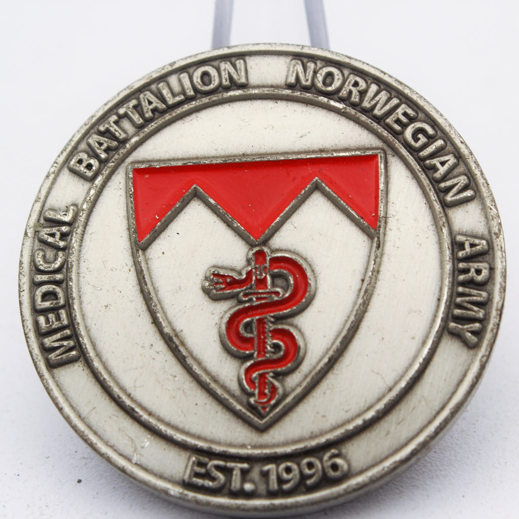 Norwegian Army Medical Battalion Challenge Coin 1.5" Copper Used Collectible