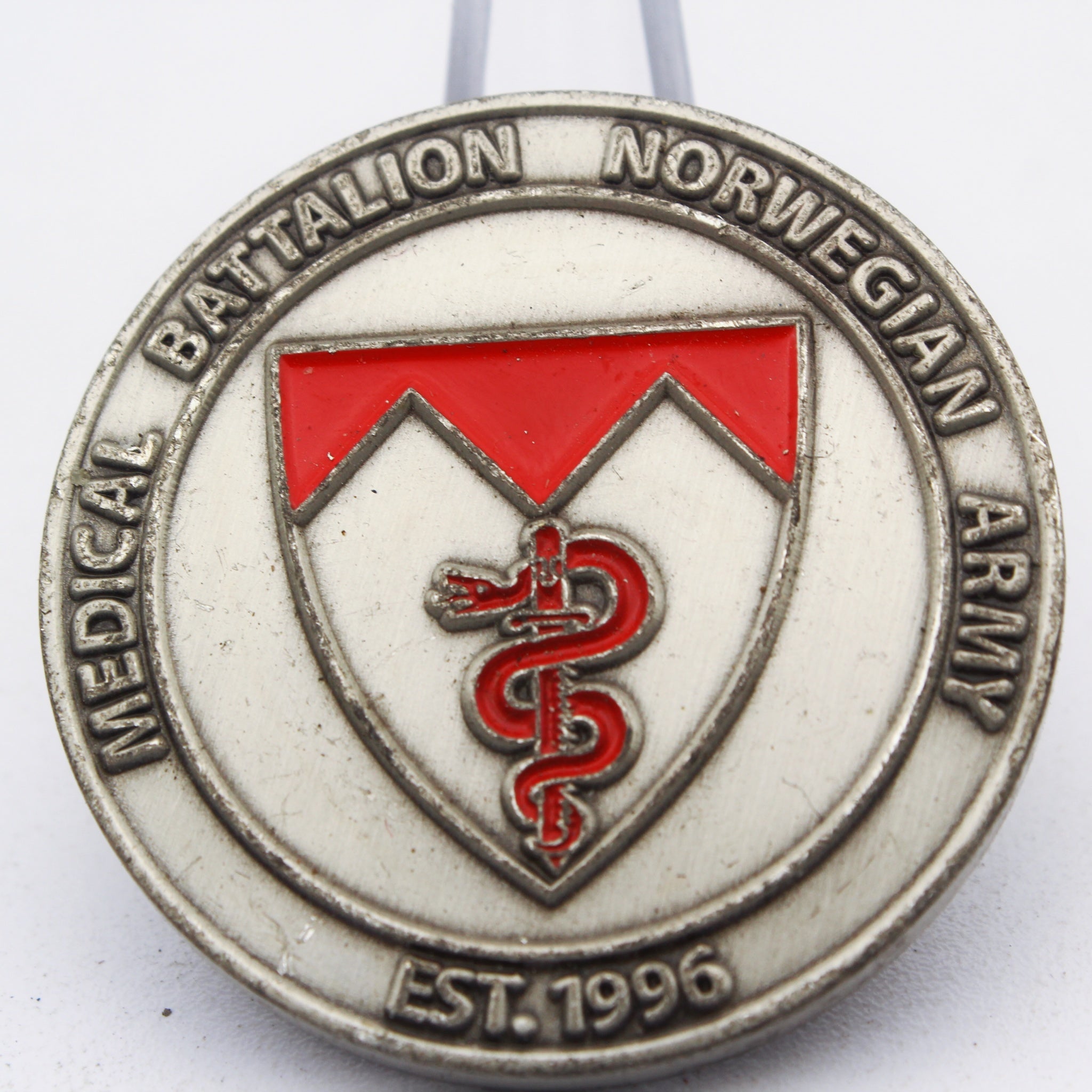 Norwegian Army Medical Battalion Challenge Coin 1.5" Copper Used Collectible