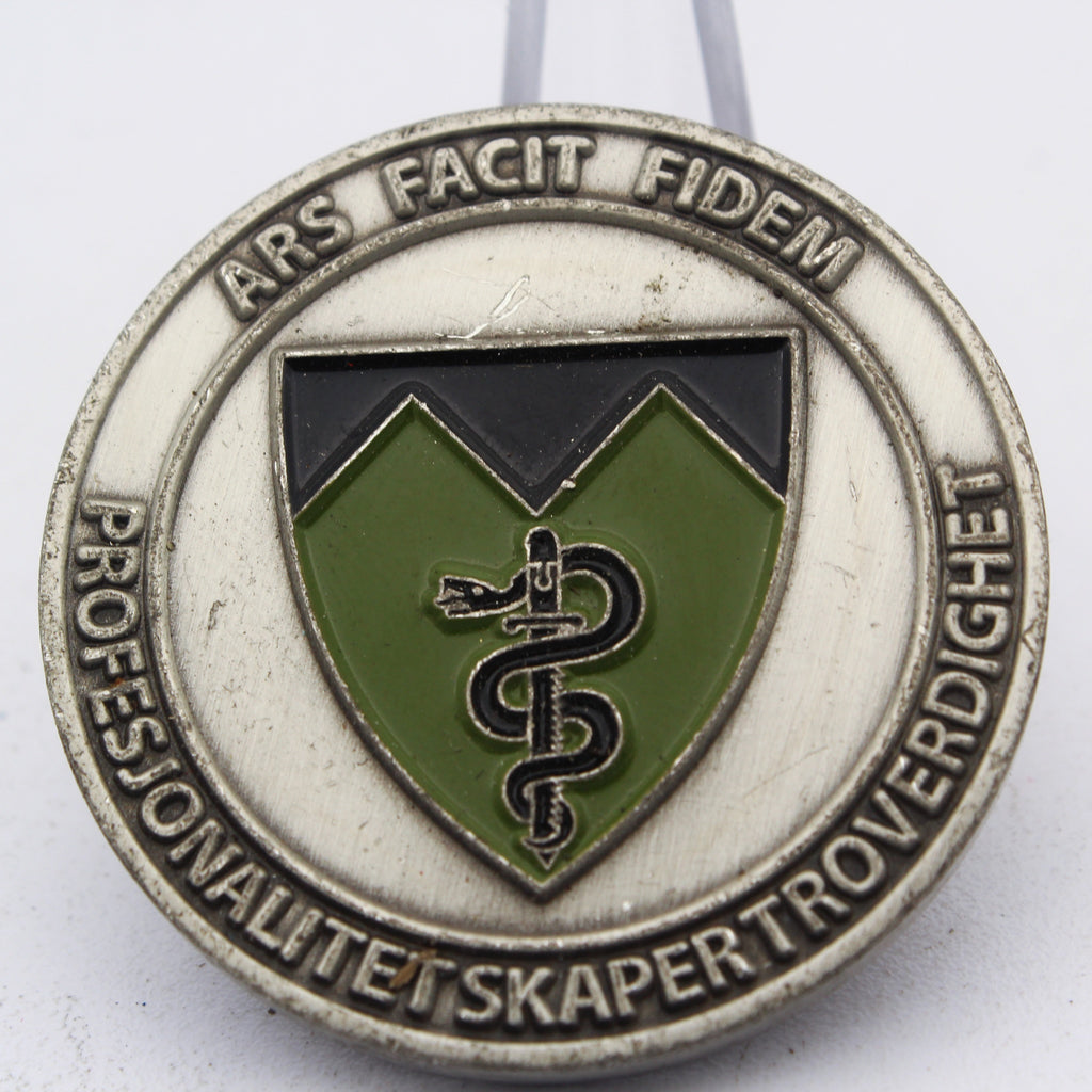 Norwegian Army Medical Battalion Challenge Coin 1.5" Copper Used Collectible