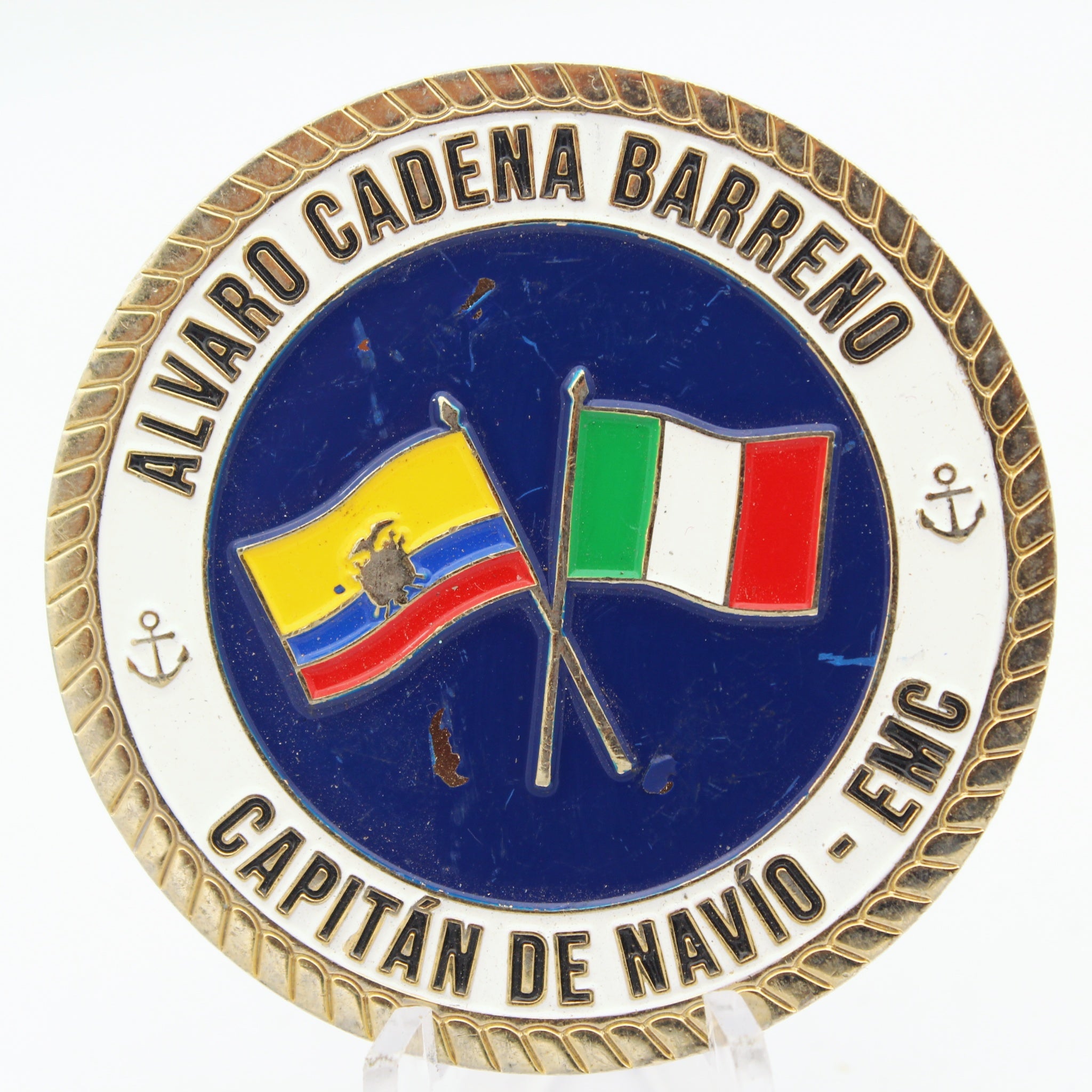 Ecuador Defense Attaché in Italy 2022-2023 Navy Captain Challenge Coin | 2.0" Copper Pre-Owned Collectible
