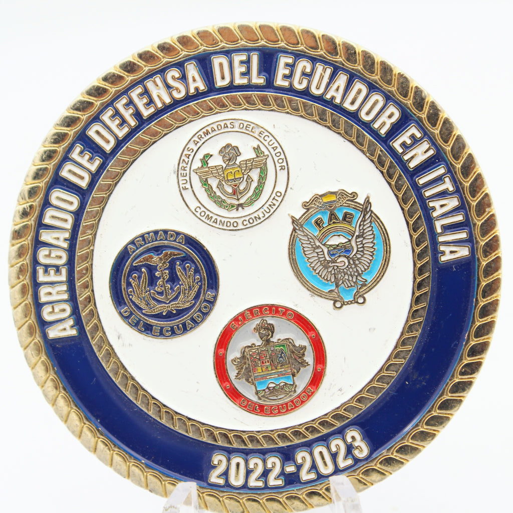 Ecuador Defense Attaché in Italy 2022-2023 Navy Captain Challenge Coin | 2.0" Copper Pre-Owned Collectible