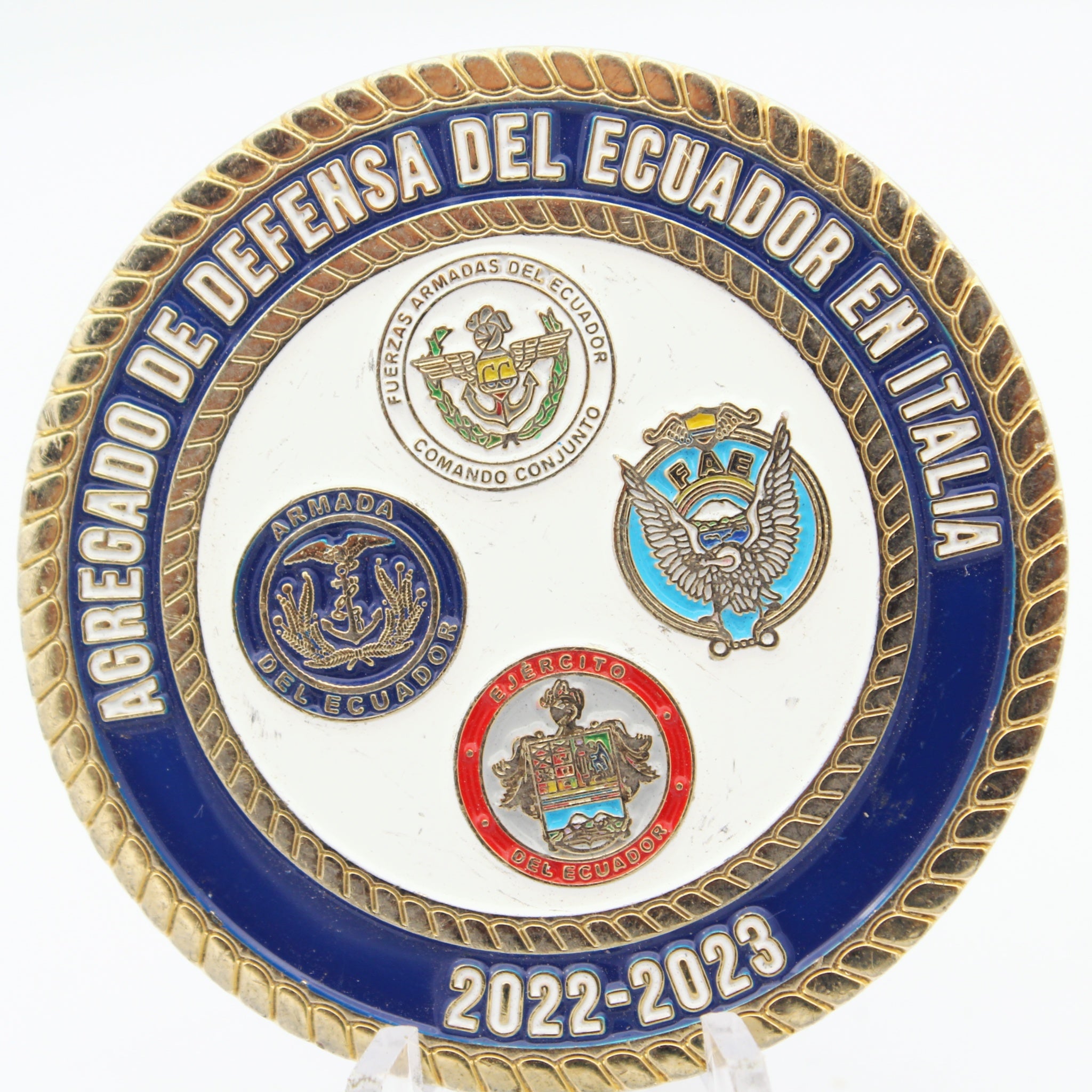 Ecuador Defense Attaché in Italy 2022-2023 Navy Captain Challenge Coin | 2.0" Copper Pre-Owned Collectible