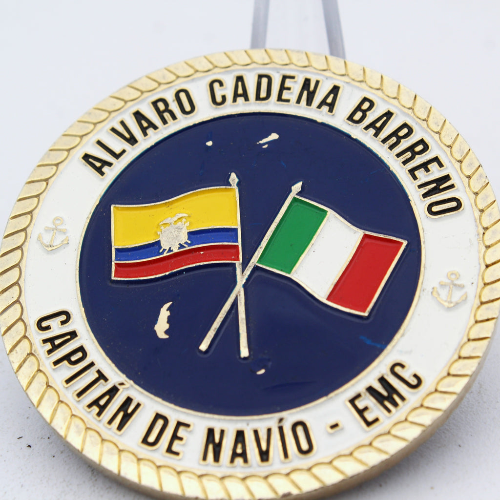 Ecuador Defense Attaché in Italy 2022-2023 Navy Captain Challenge Coin | 2.0" Copper Pre-Owned Collectible
