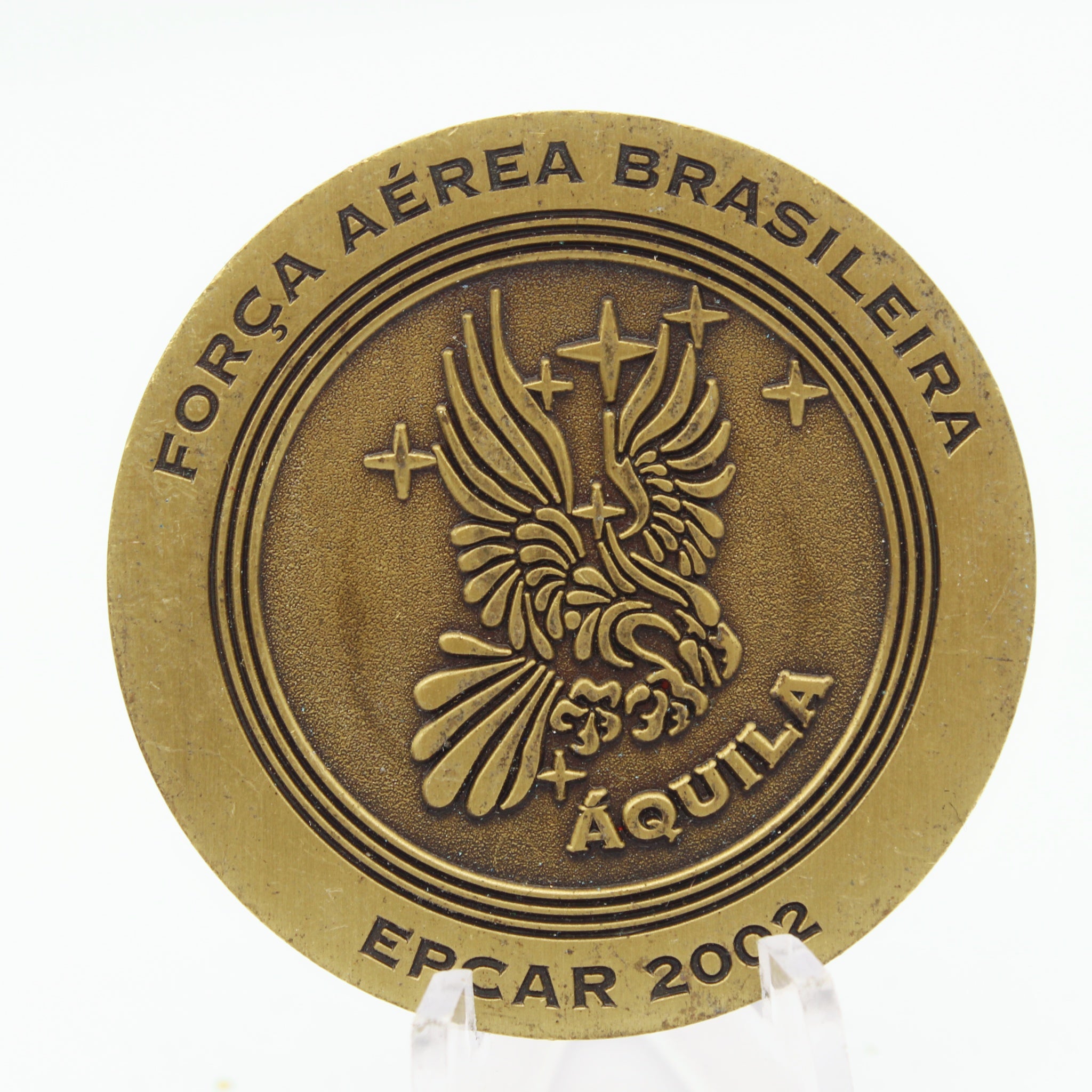 Brazilian Air Force EPCAR 2002 Áquila Squadron Challenge Coin | 1.75" Copper Pre-Owned Collectible