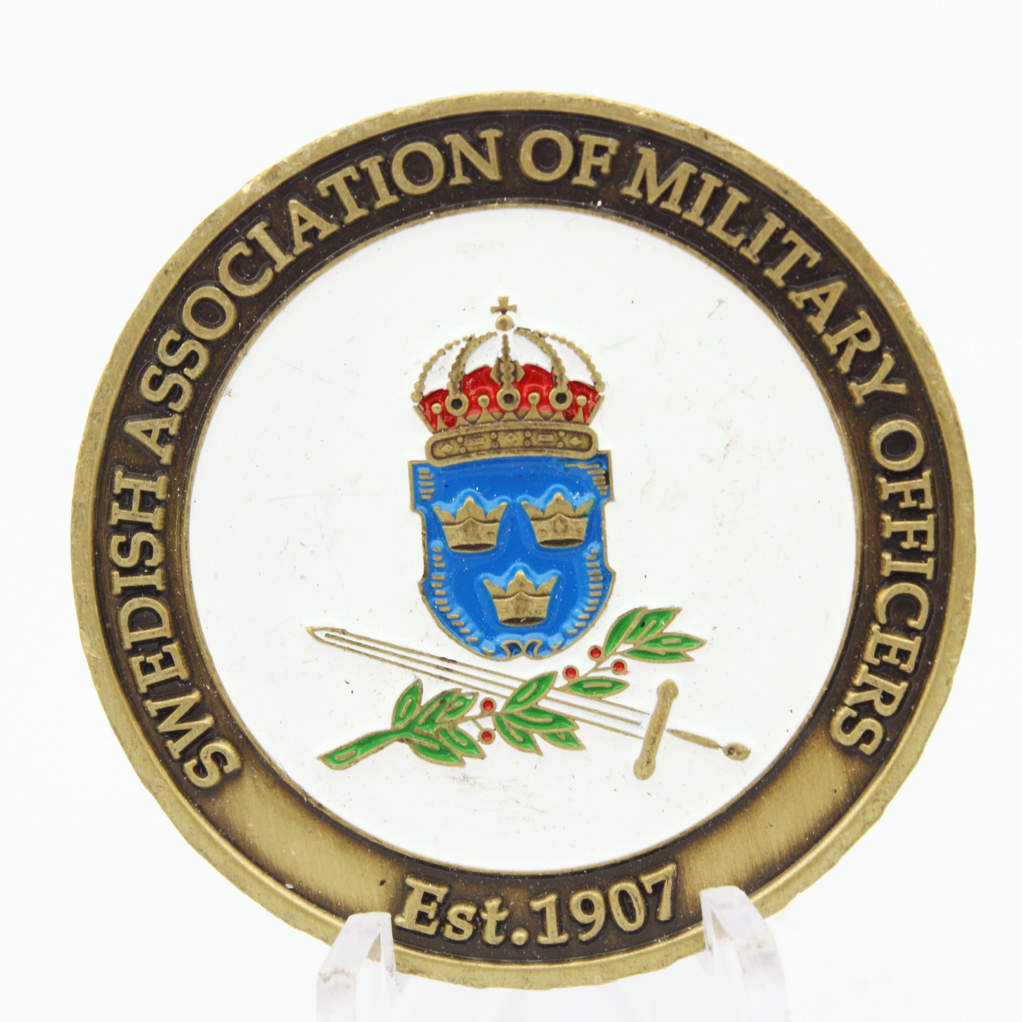Swedish Association of Military Officers Challenge Coin | 1.5" Copper Pre-Owned Collectible