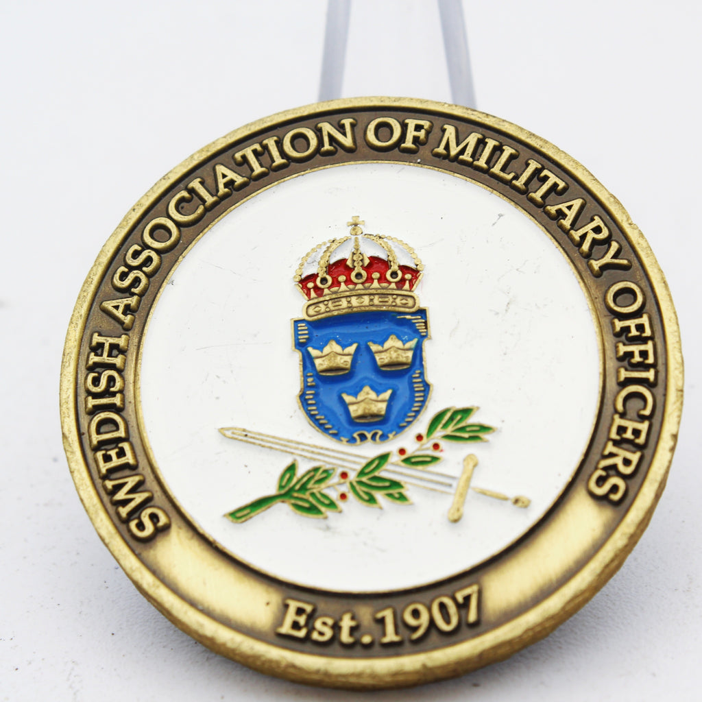 Swedish Association of Military Officers Challenge Coin | 1.5" Copper Pre-Owned Collectible