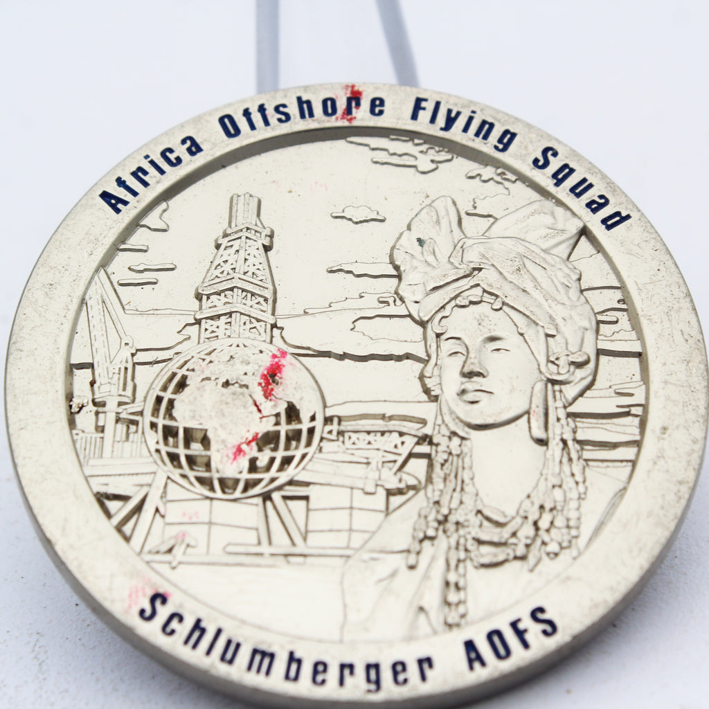 Schlumberger Africa Offshore Flying Squad Challenge Coin | 1.75" Copper Pre-Owned Collectible