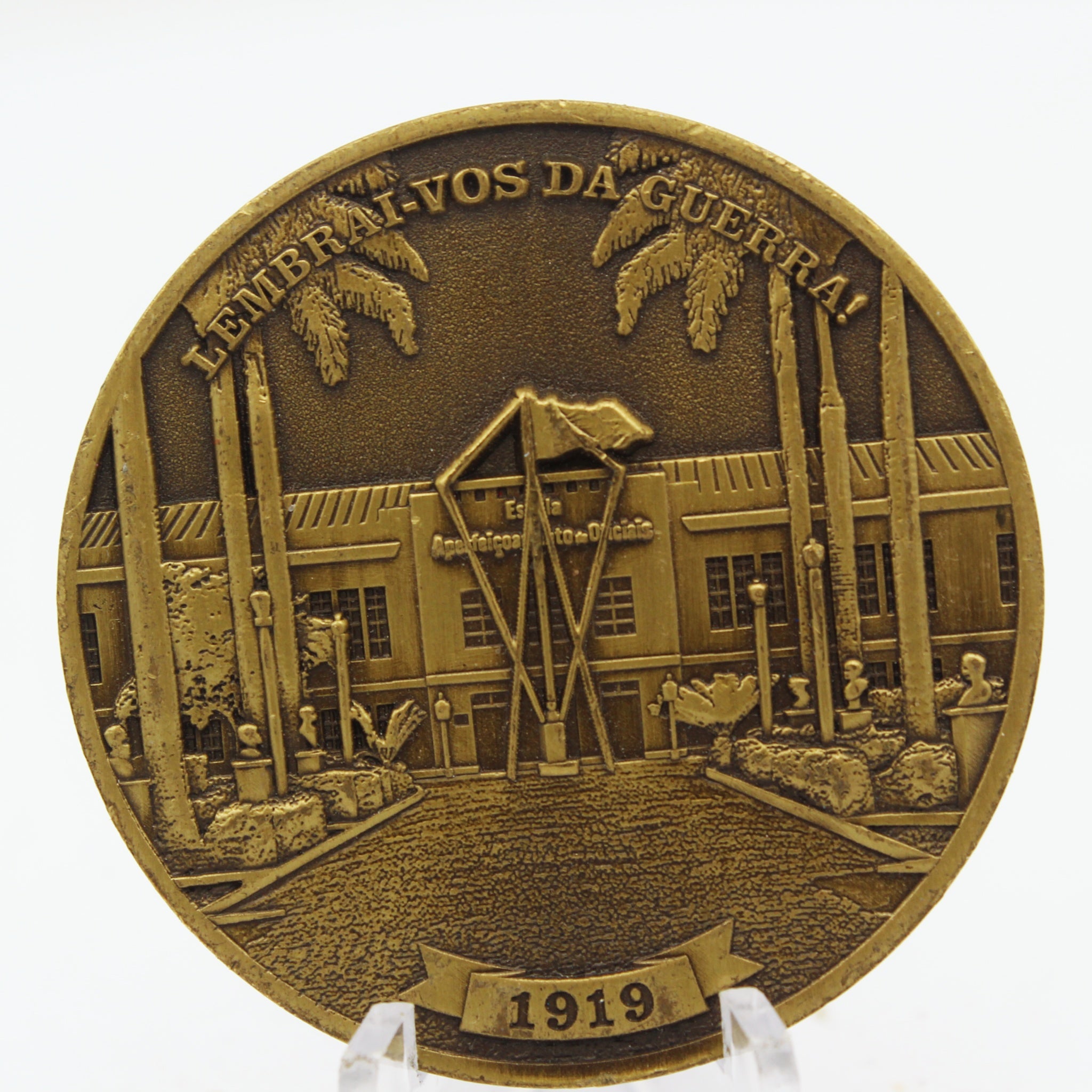 Brazilian Army EsAO Officer Improvement School Challenge Coin | 1.75" Copper Pre-Owned Collectible