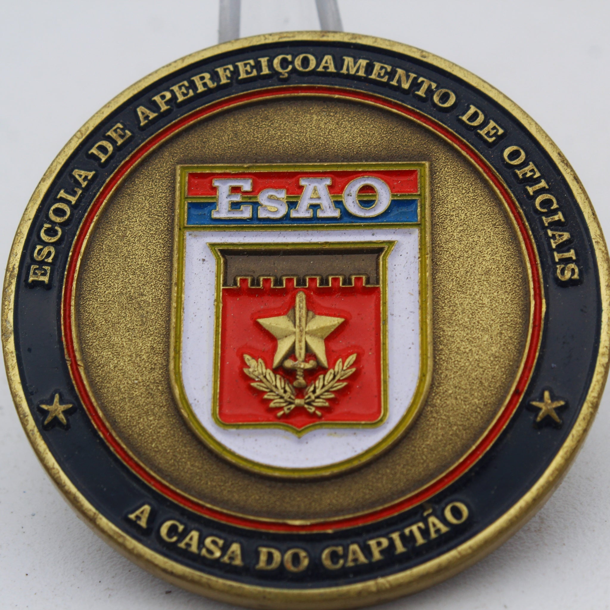 Brazilian Army EsAO Officer Improvement School Challenge Coin | 1.75" Copper Pre-Owned Collectible