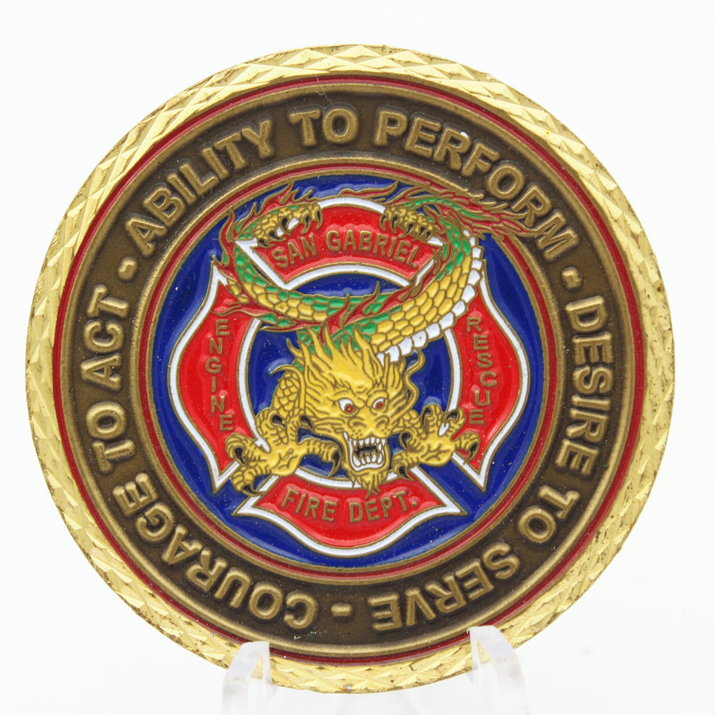 San Gabriel Fire Department 9/11 Memorial Challenge Coin 1.75” Copper Fire EMS Rescue Coin Pre-Owned