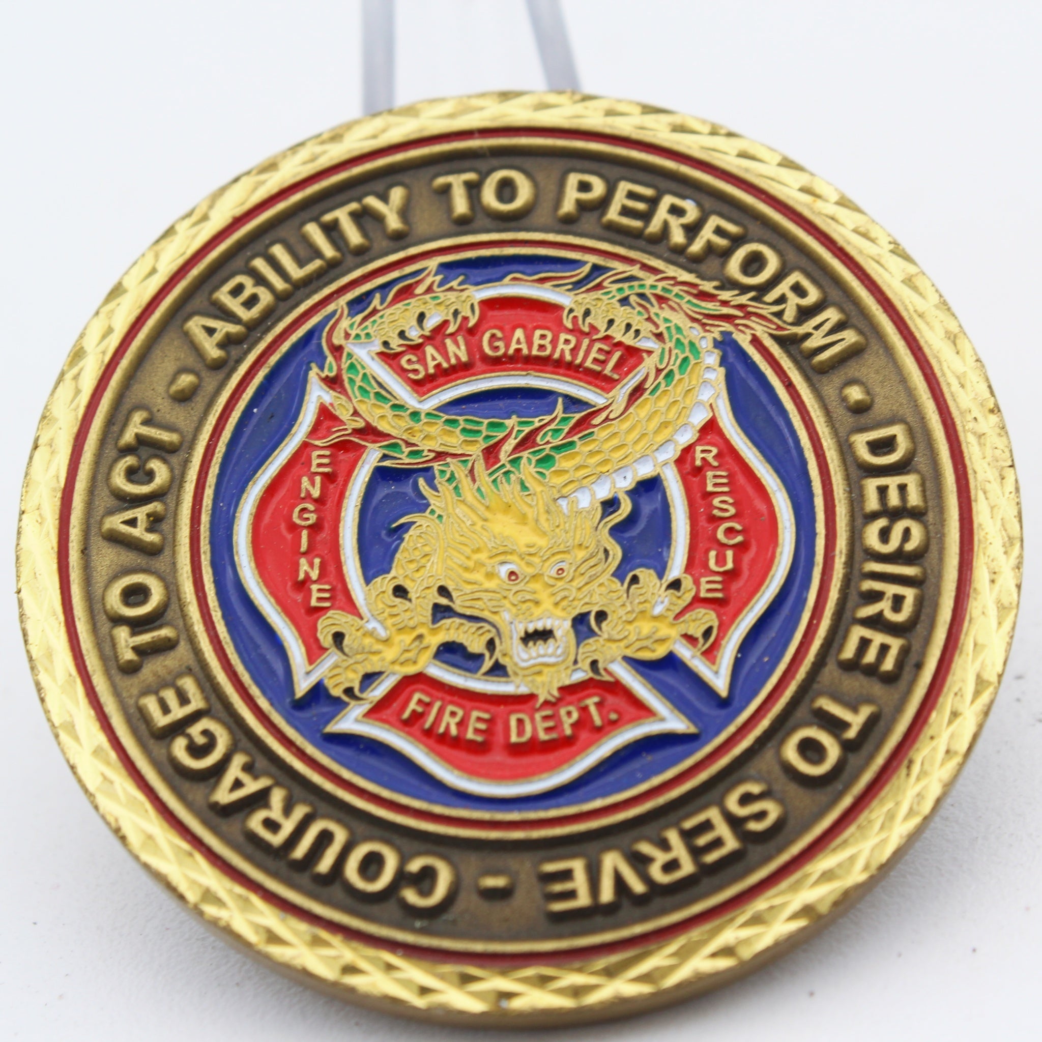 San Gabriel Fire Department 9/11 Memorial Challenge Coin 1.75” Copper Fire EMS Rescue Coin Pre-Owned