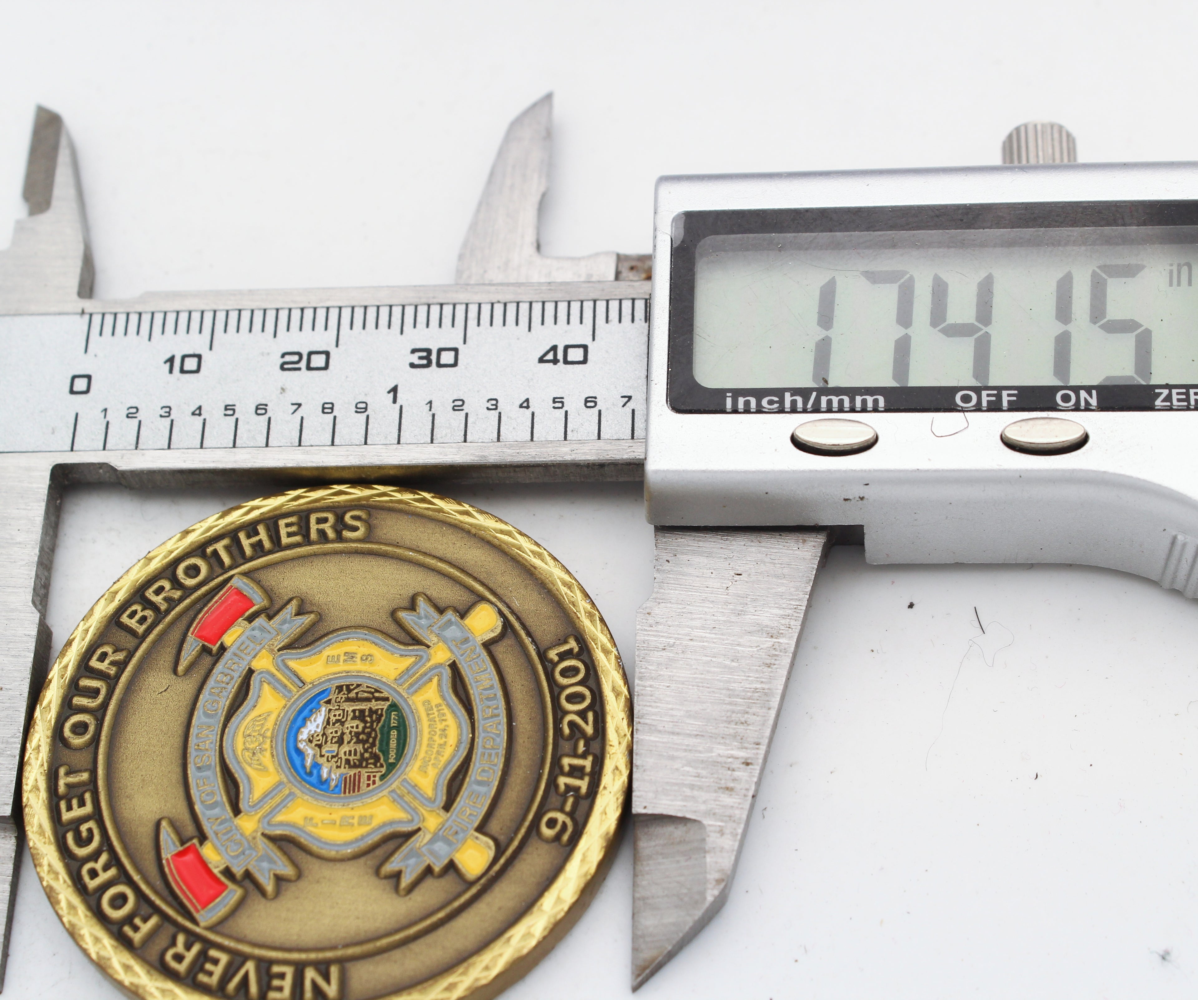 San Gabriel Fire Department 9/11 Memorial Challenge Coin 1.75” Copper Fire EMS Rescue Coin Pre-Owned