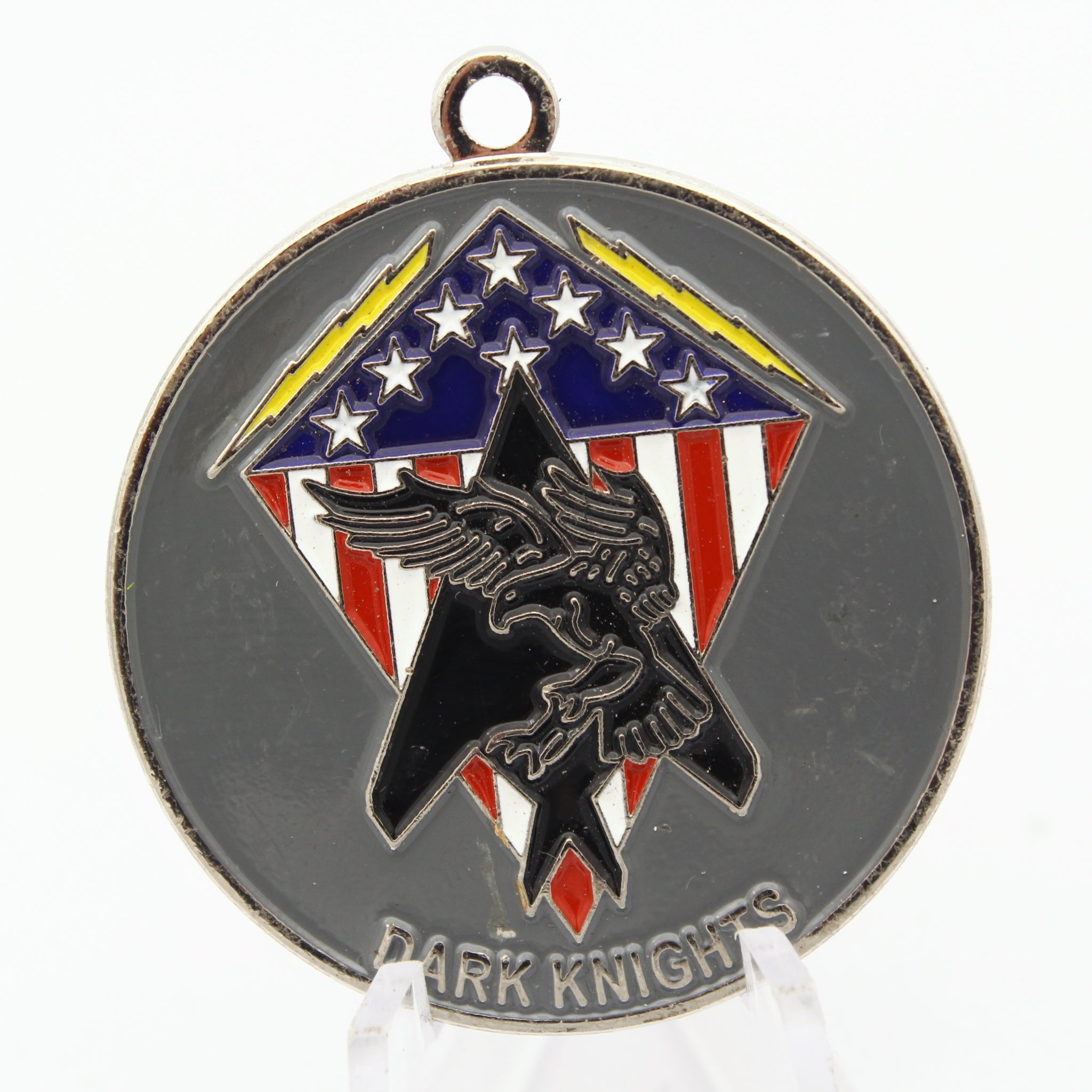 Dark Knights Skull Helmet Flames Challenge Coin Pendant 1.5” Copper Pre-Owned