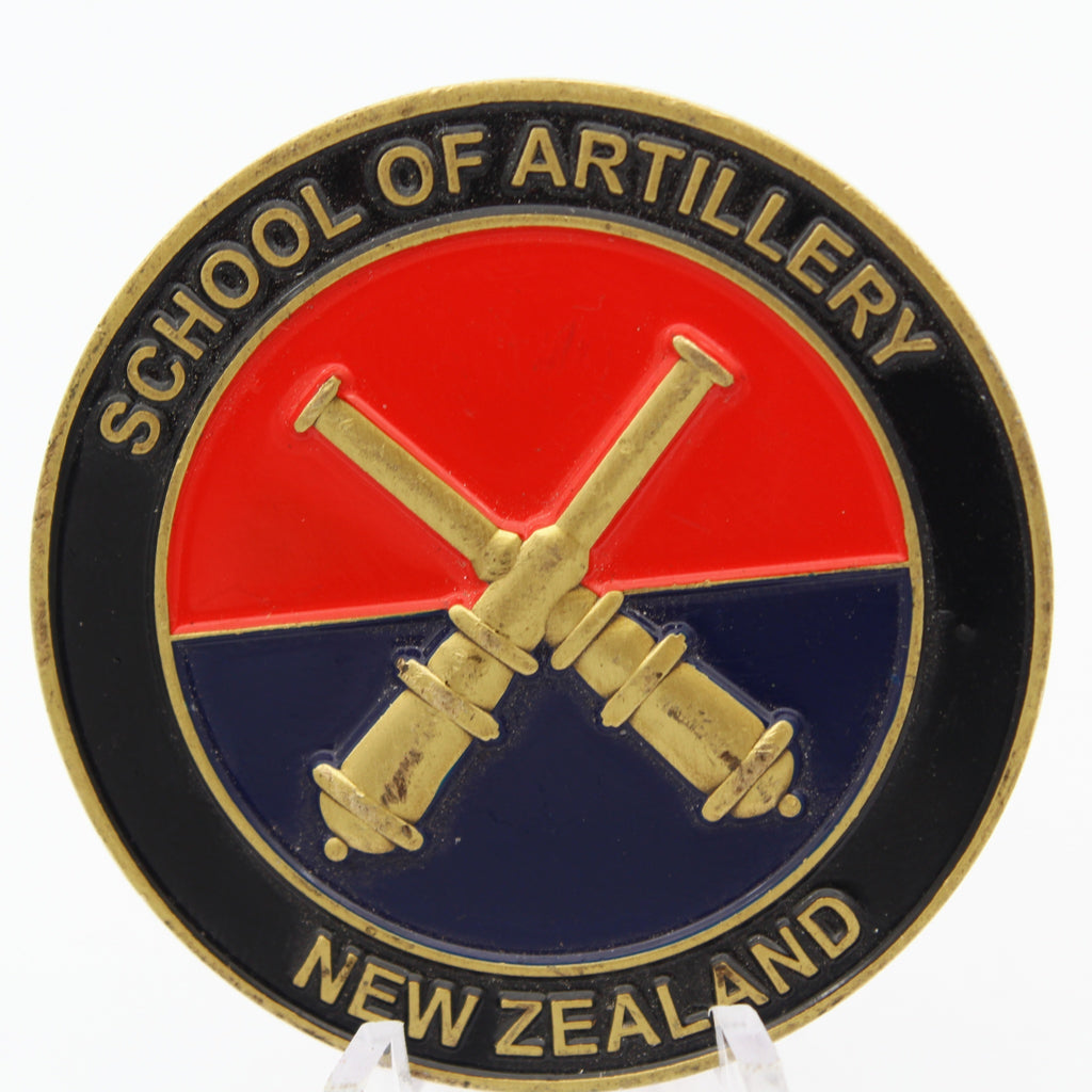 New Zealand School of Artillery Land Operations Challenge Coin 1.75” Copper Military Coin Pre-Owned