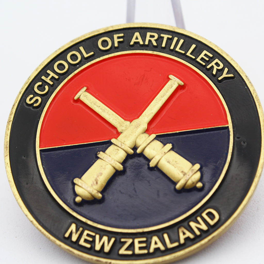 New Zealand School of Artillery Land Operations Challenge Coin 1.75” Copper Military Coin Pre-Owned