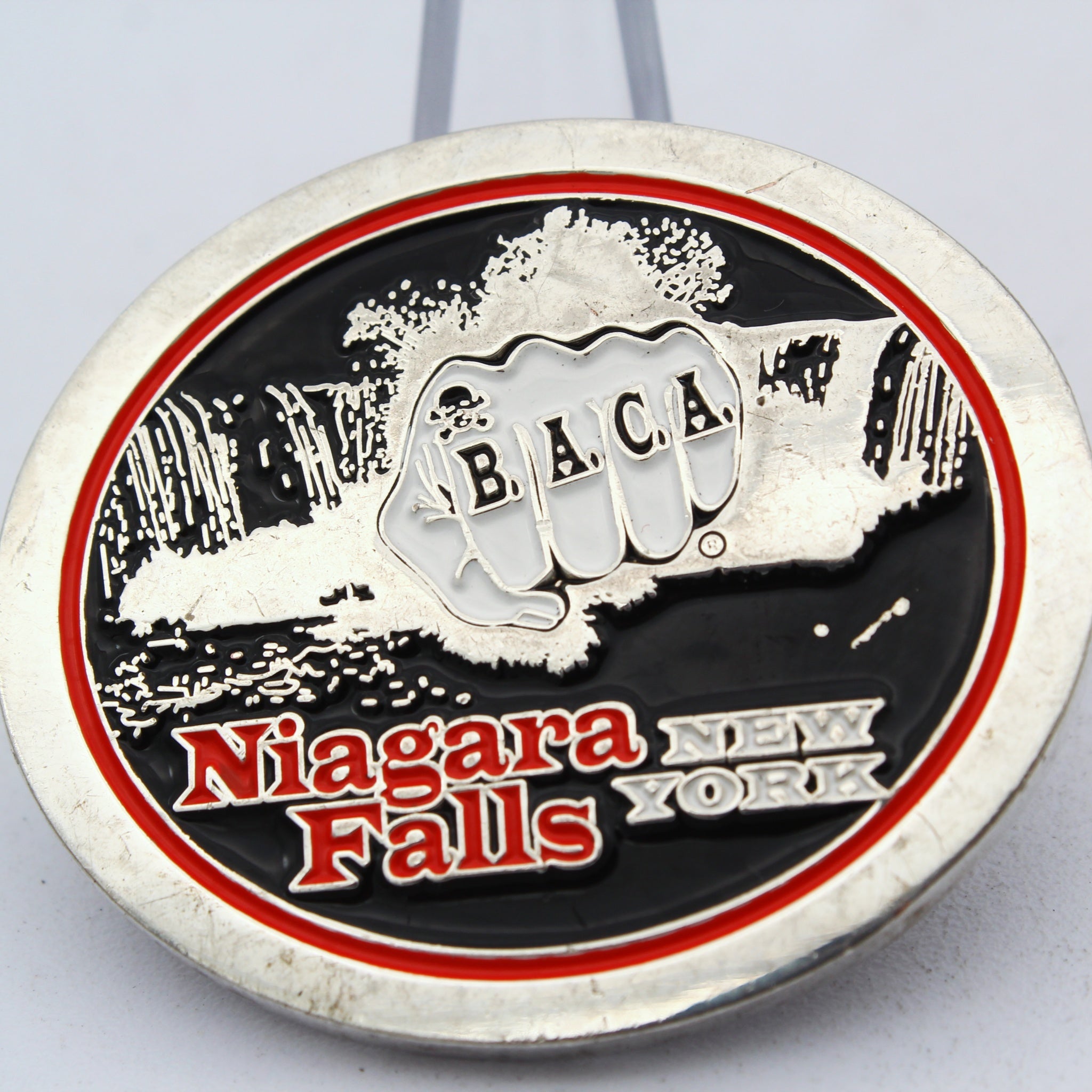 Bikers Against Child Abuse B.A.C.A Niagara Falls NY Challenge Coin 1.75” Copper Pre-Owned