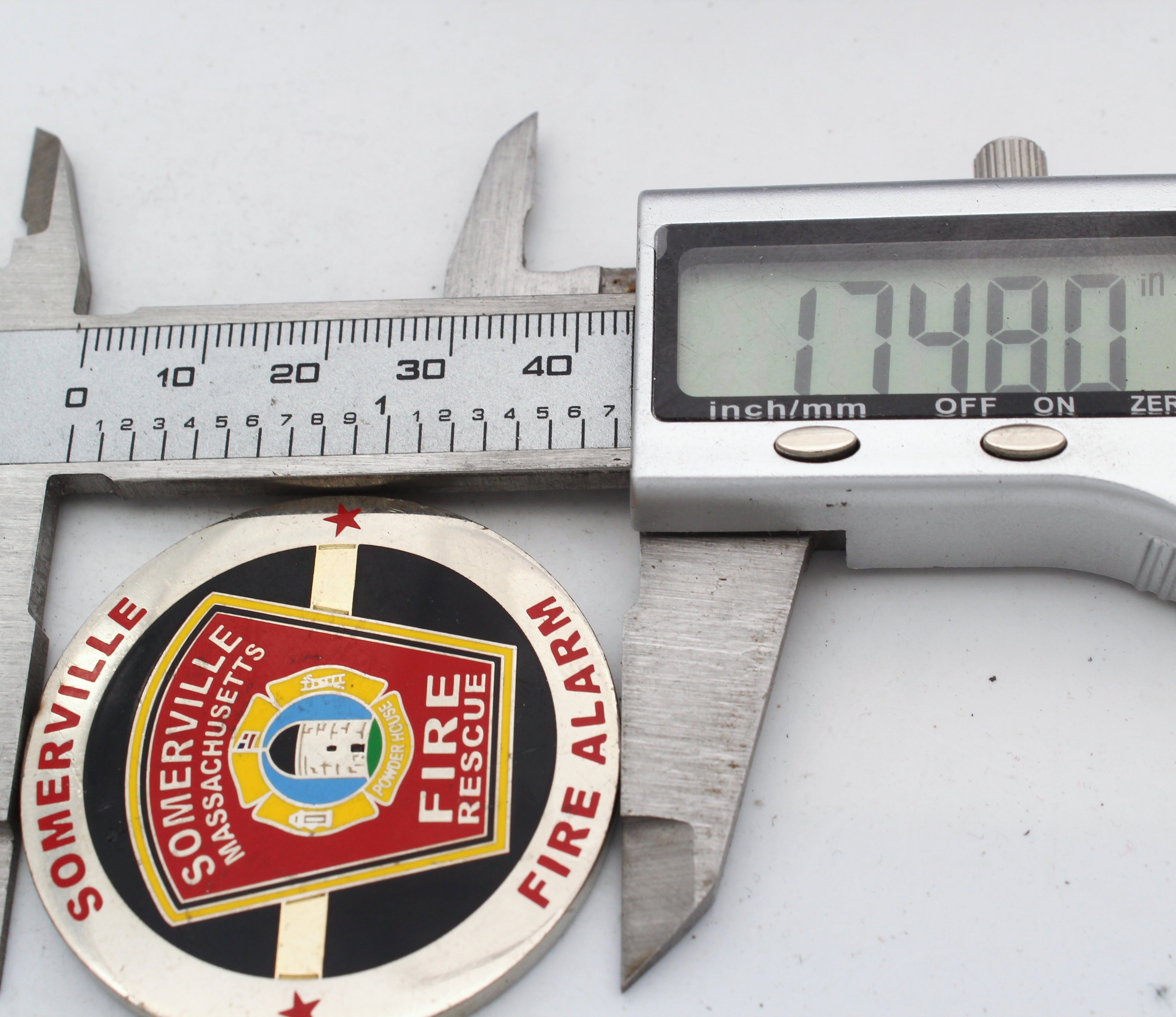 Somerville Massachusetts Fire Rescue Fire Alarm Challenge Coin 1.75” Since 1874 Pre-Owned