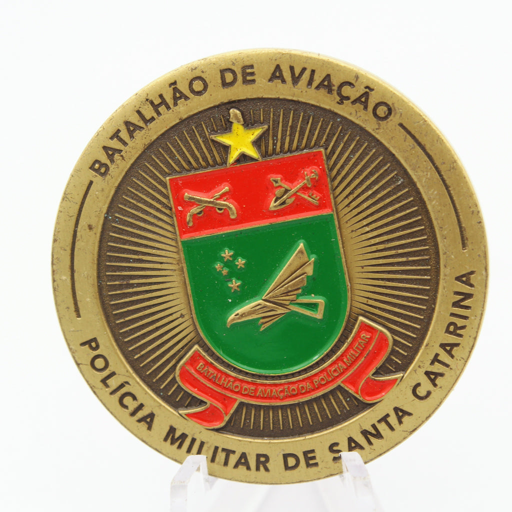 Brazil Police Aviation Battalion Challenge Coin 1.75” Santa Catarina Pre-owned