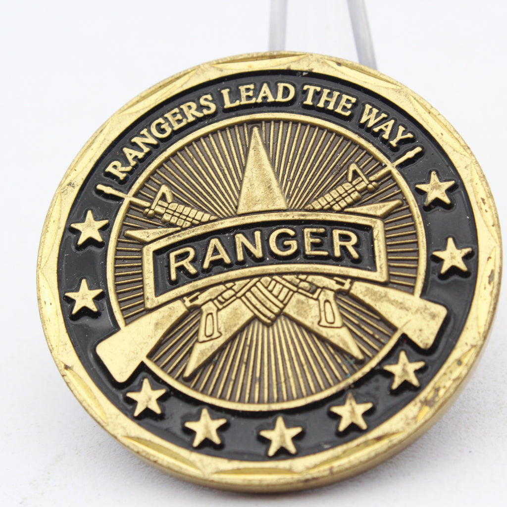 US Army Ranger Challenge Coin Rangers Lead The Way 1.6 Inch Copper Pre-Owned